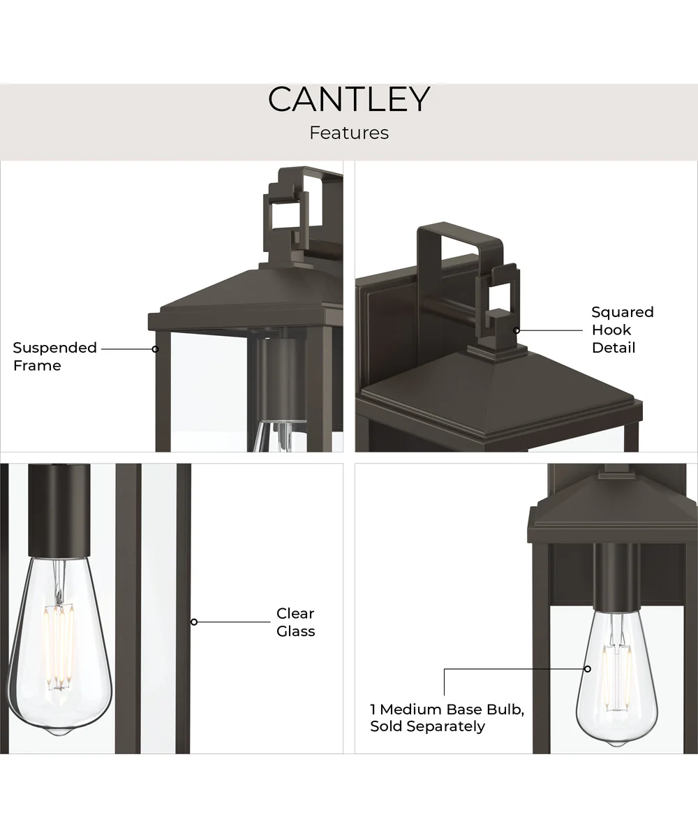 Cantley Medium Outdoor Wall Lantern with Clear Glass Panels Antique Bronze - Image 8