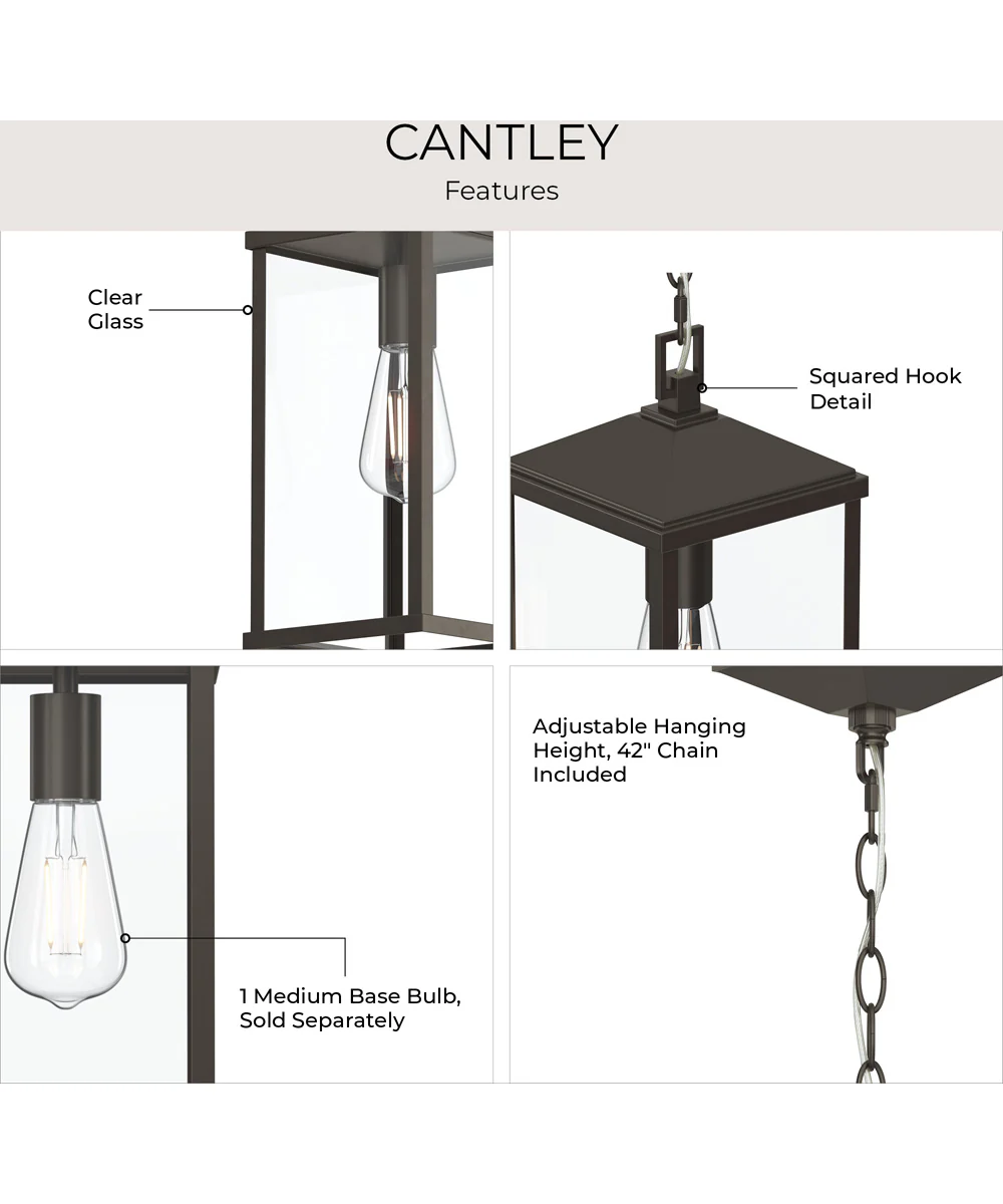 Cantley Outdoor Pendant with Clear Glass Panels Antique Bronze - Image 10