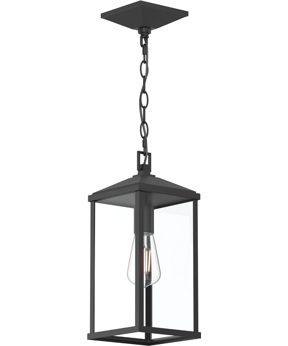 Cantley Outdoor Pendant with Clear Glass Panels Matte Black