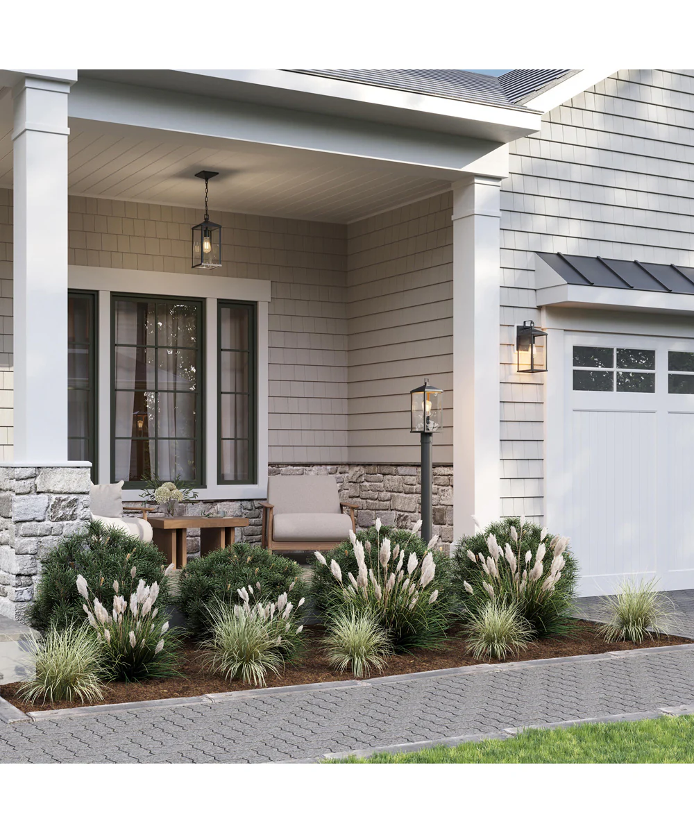 Cantley Outdoor Pendant with Clear Glass Panels Matte Black - Image 2