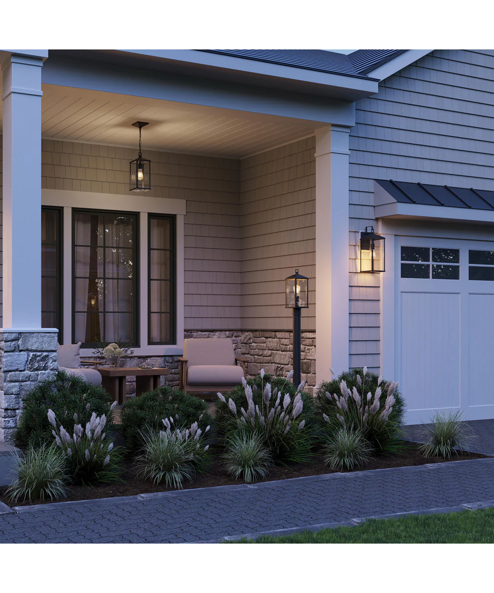 Cantley Outdoor Pendant with Clear Glass Panels Matte Black - Image 3