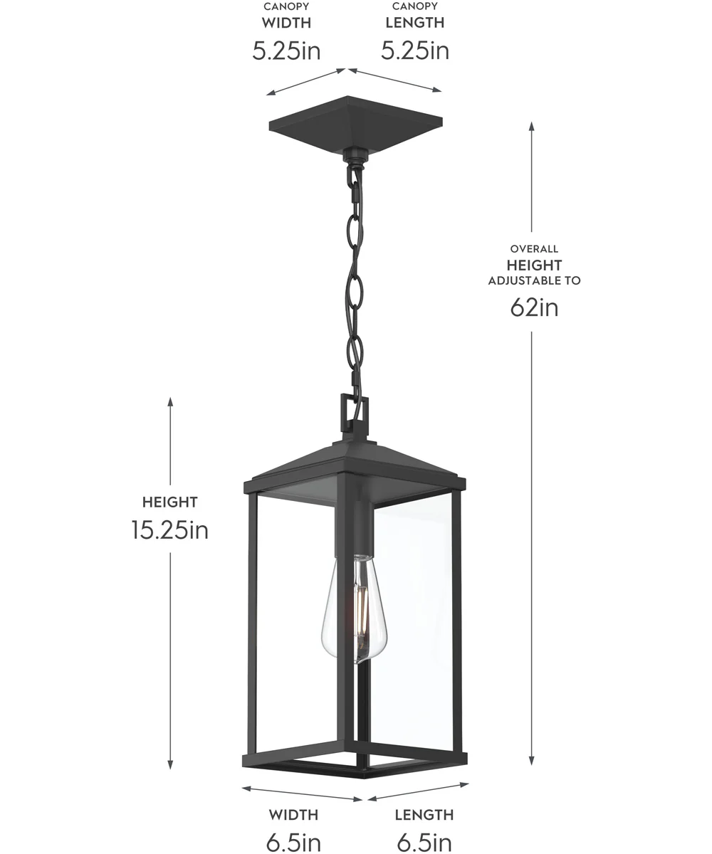 Cantley Outdoor Pendant with Clear Glass Panels Matte Black - Image 4