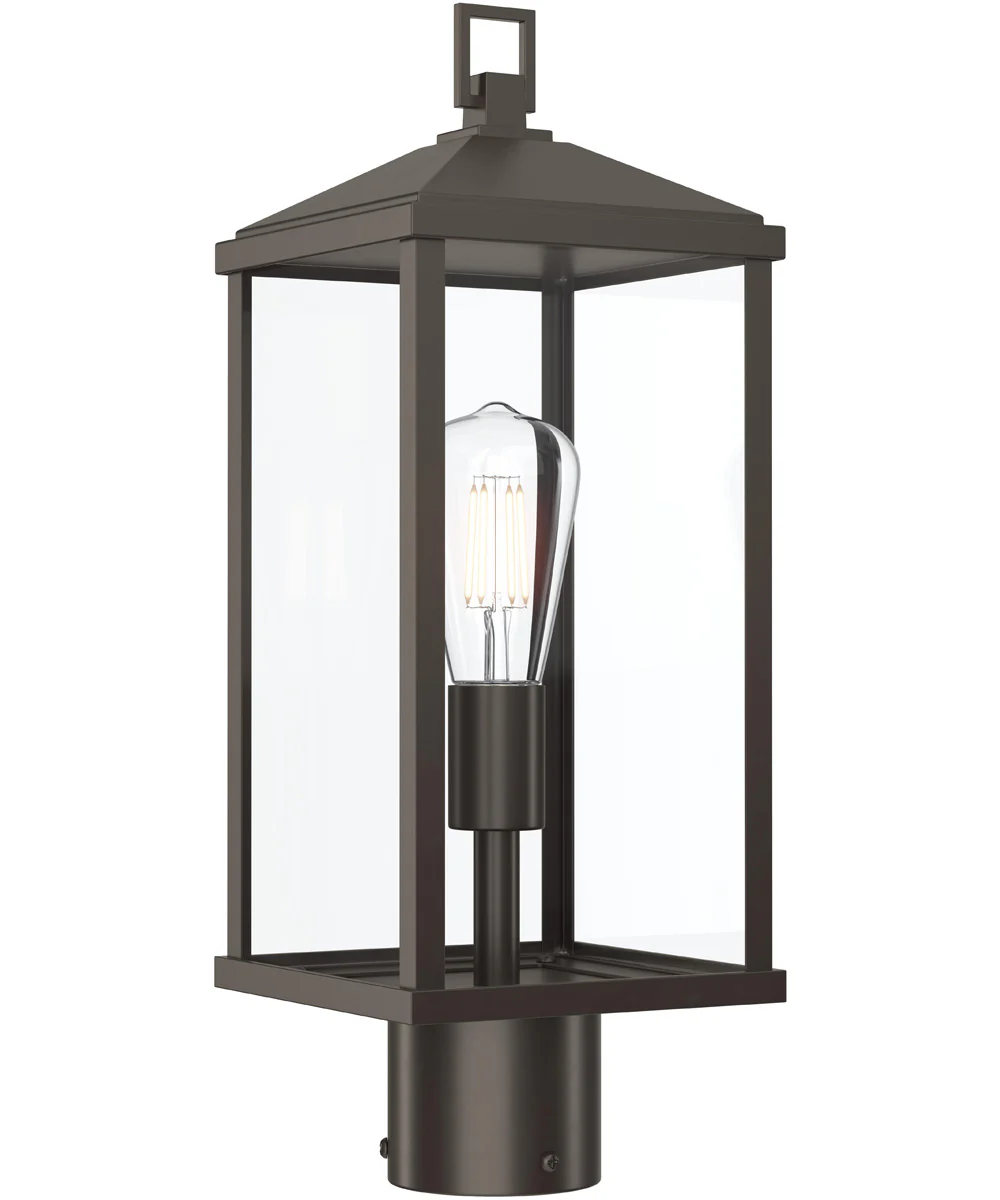 Cantley Outdoor Post Mount Lantern Light with Clear Glass Panels Antique Bronze