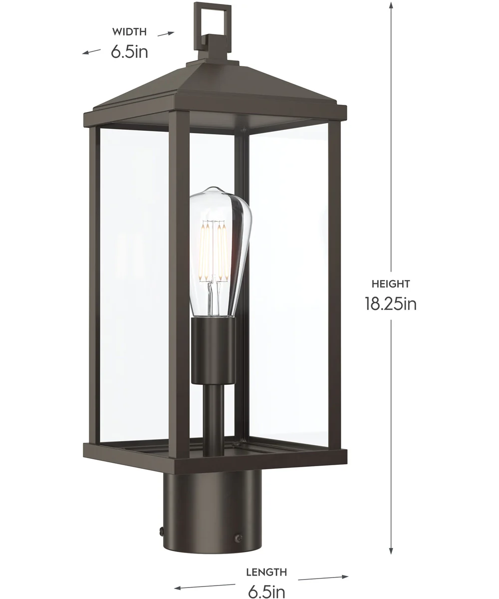 Cantley Outdoor Post Mount Lantern Light with Clear Glass Panels Antique Bronze - Image 4