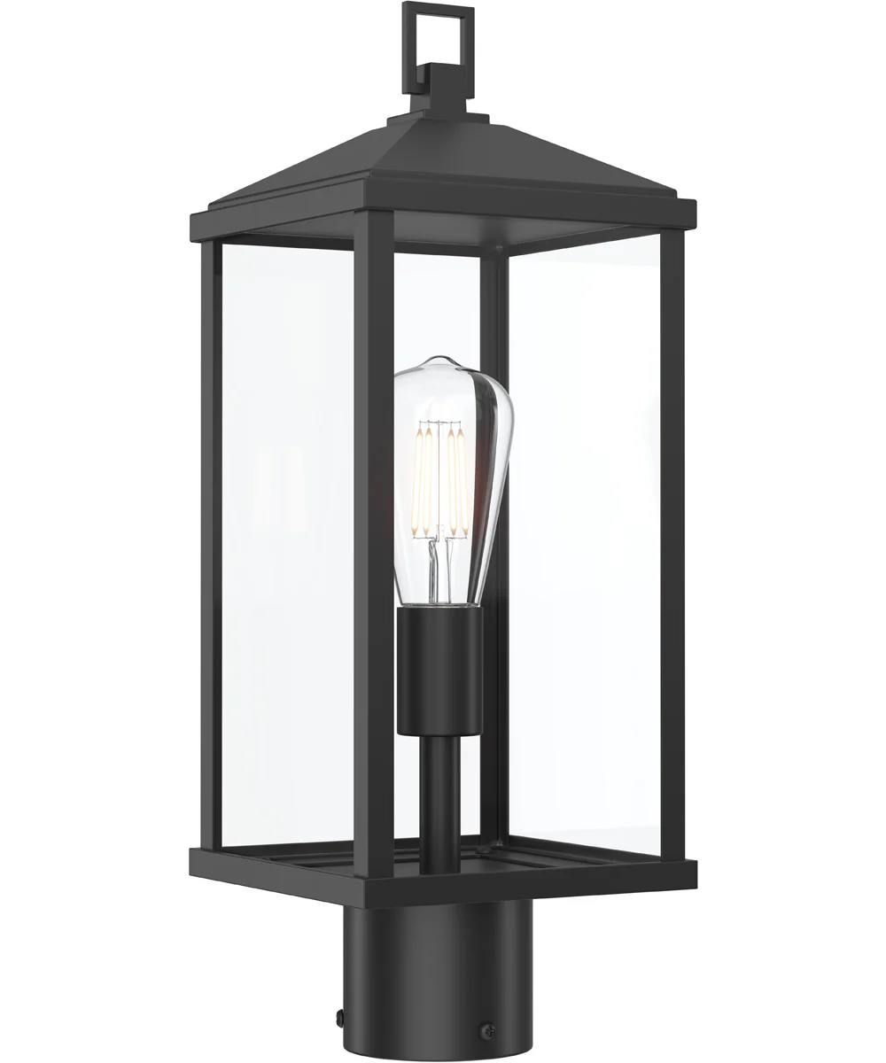 Cantley Outdoor Post Mount Lantern Light with Clear Glass Panels Matte Black