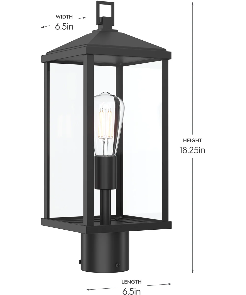 Cantley Outdoor Post Mount Lantern Light with Clear Glass Panels Matte Black - Image 4