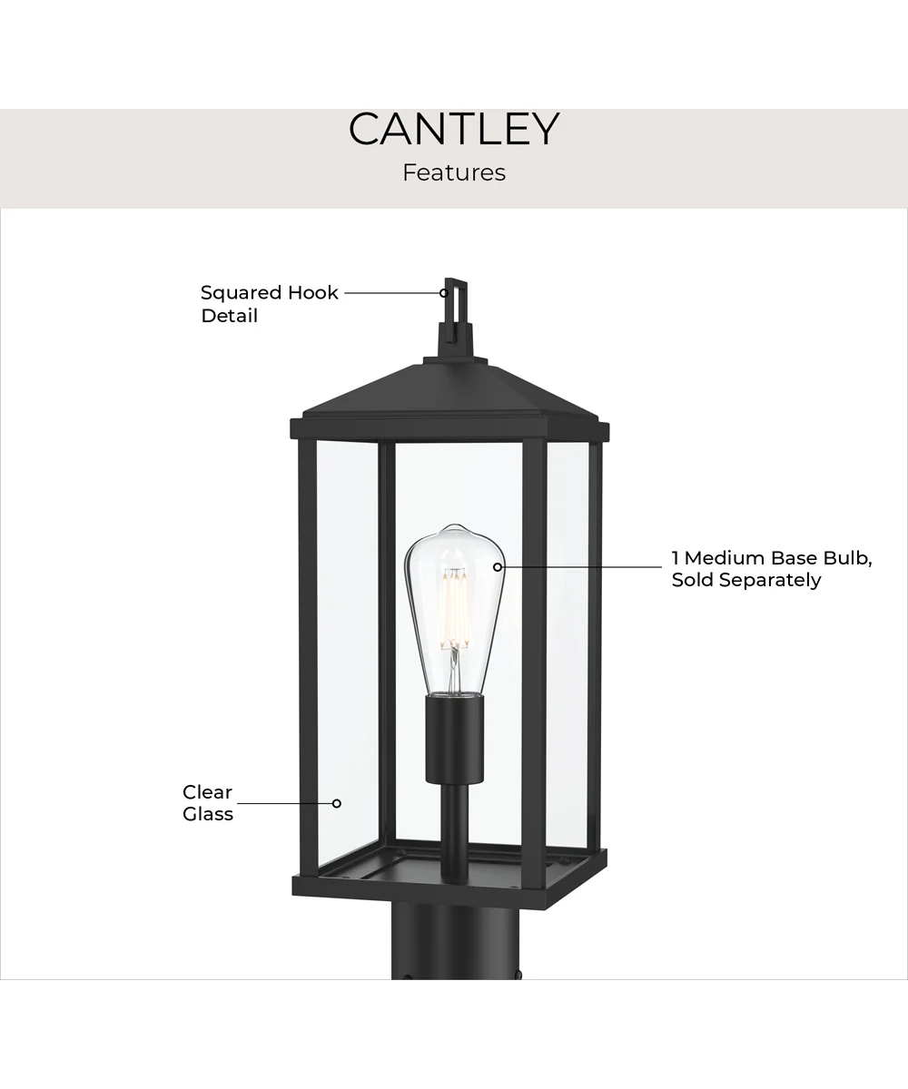 Cantley Outdoor Post Mount Lantern Light with Clear Glass Panels Matte Black - Image 9