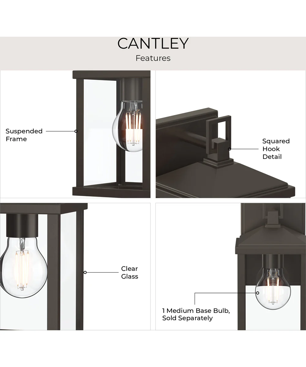 Cantley Small Outdoor Wall Lantern with Clear Glass Panels Antique Bronze - Image 8