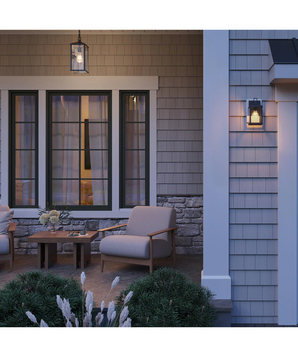 Cantley Small Outdoor Wall Lantern with Clear Glass Panels Matte Black - Image 3