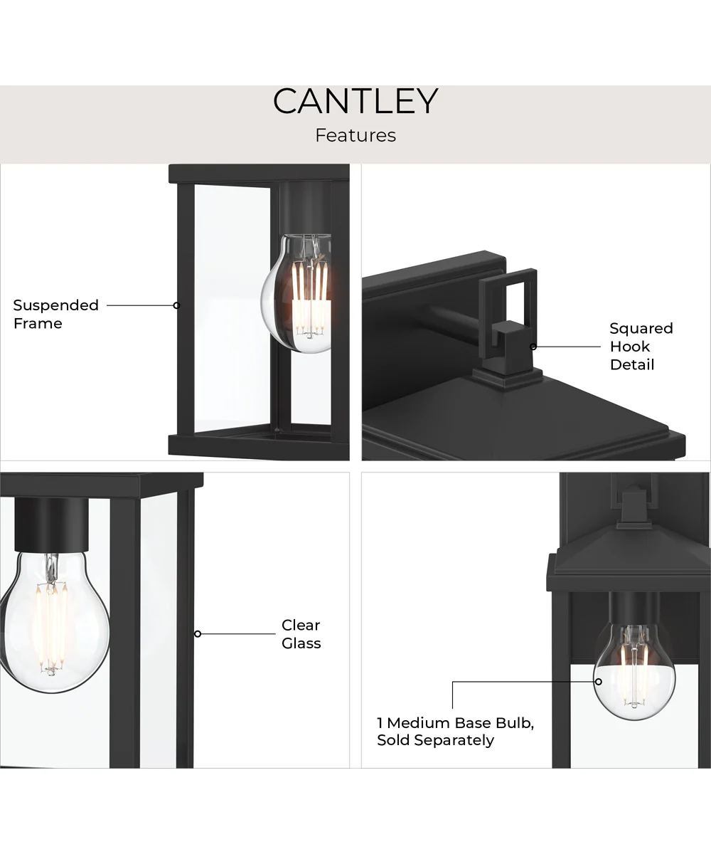 Cantley Small Outdoor Wall Lantern with Clear Glass Panels Matte Black - Image 8