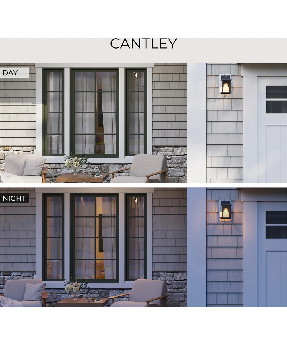Cantley Small Outdoor Wall Lantern with Clear Glass Panels Matte Black - Image 9