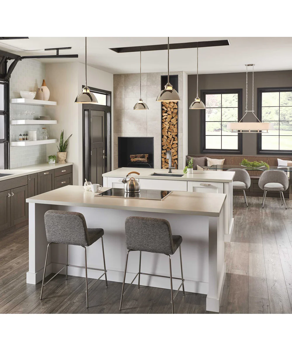 Carbon 1-Light Etched White Glass Mid-Century Modern Pendant Light Polished Nickel - Image 2