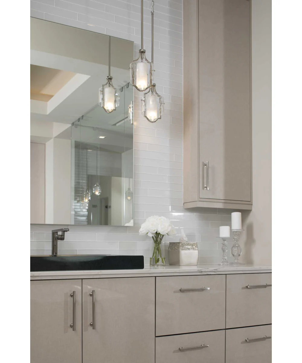 Caress 1-Light Clear Water Glass Luxe Mini-Pendant Light Polished Nickel - Image 4