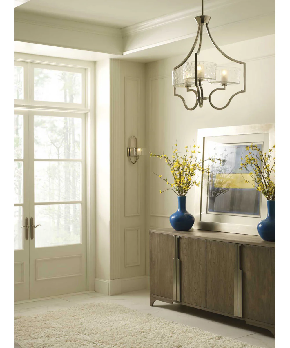 Caress 3-Light Clear Water Glass Luxe Chandelier Light Polished Nickel - Image 2