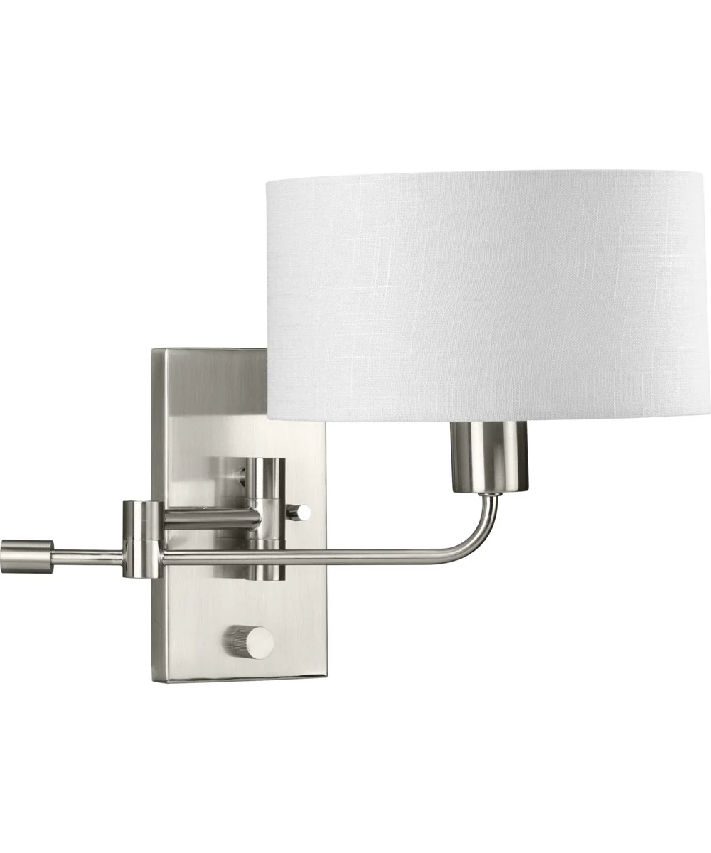Carrick 1-Light Summer Linen Shade Transitional Wall Light Brushed Nickel