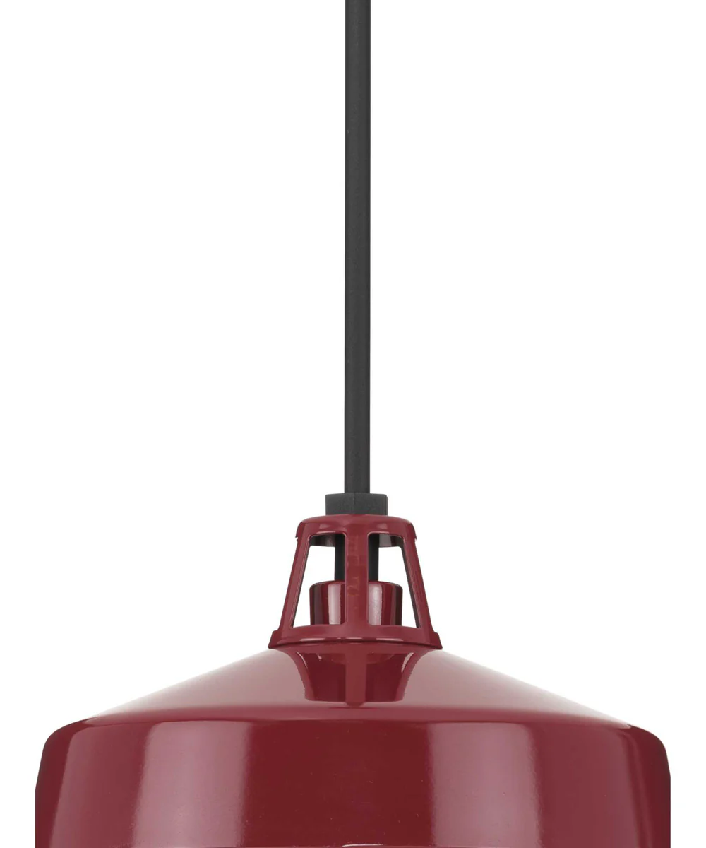 Cedar Springs 1-Light Textured Black Metal Shade Farmhouse Outdoor Hanging Light Red - Image 4