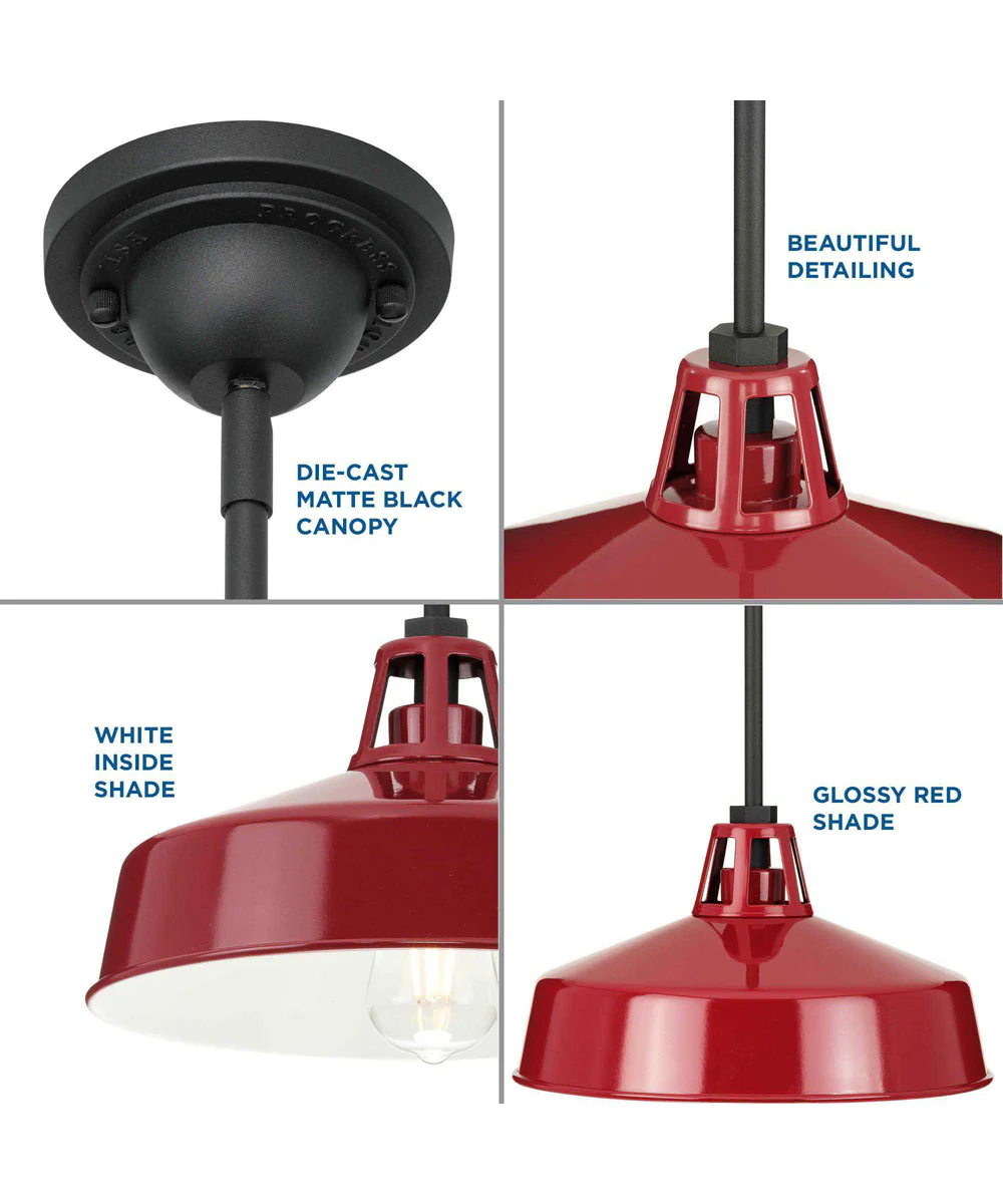 Cedar Springs 1-Light Textured Black Metal Shade Farmhouse Outdoor Hanging Light Red - Image 7
