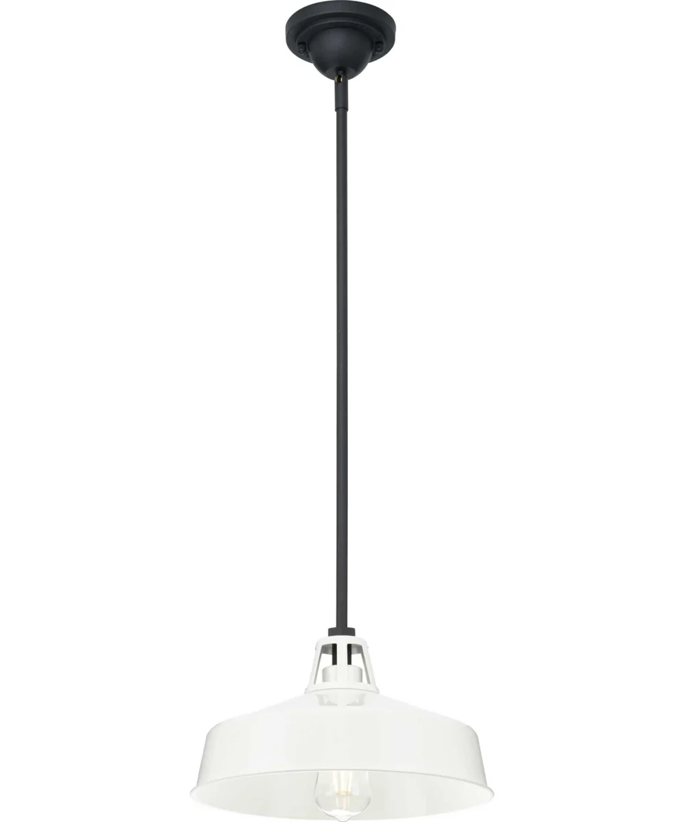Cedar Springs 1-Light Textured Black Metal Shade Farmhouse Outdoor Hanging Light White - Image 6