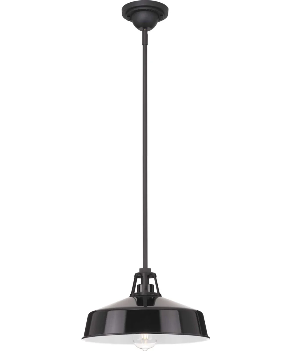 Cedar Springs 1-Light Textured Metal Shade Farmhouse Outdoor Hanging Light Black - Image 6