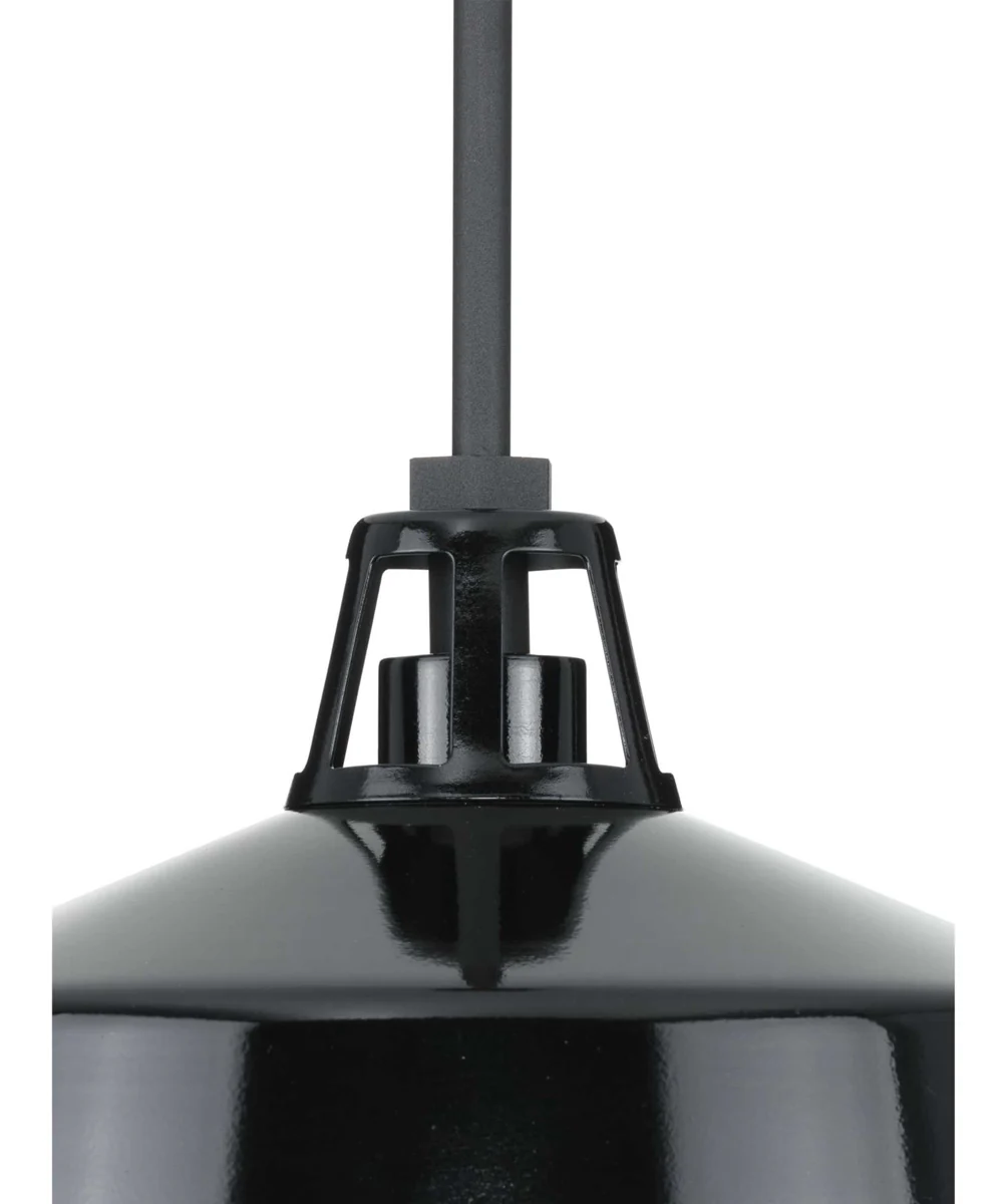 Cedar Springs 1-Light Textured Metal Shade Farmhouse Outdoor Hanging Light Black - Image 9