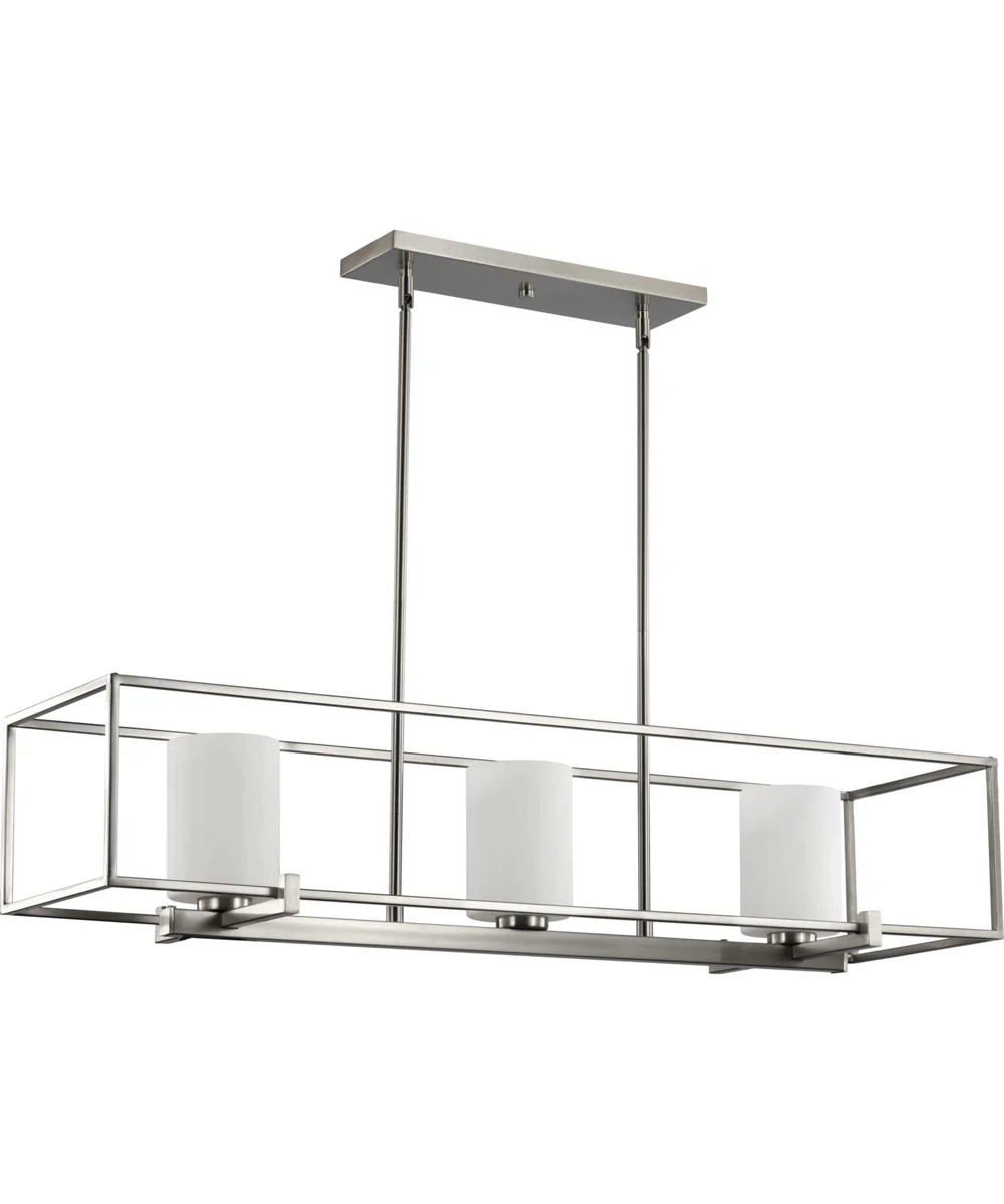 Chadwick 3-Light Etched Opal Glass Modern Chandelier Light Brushed Nickel
