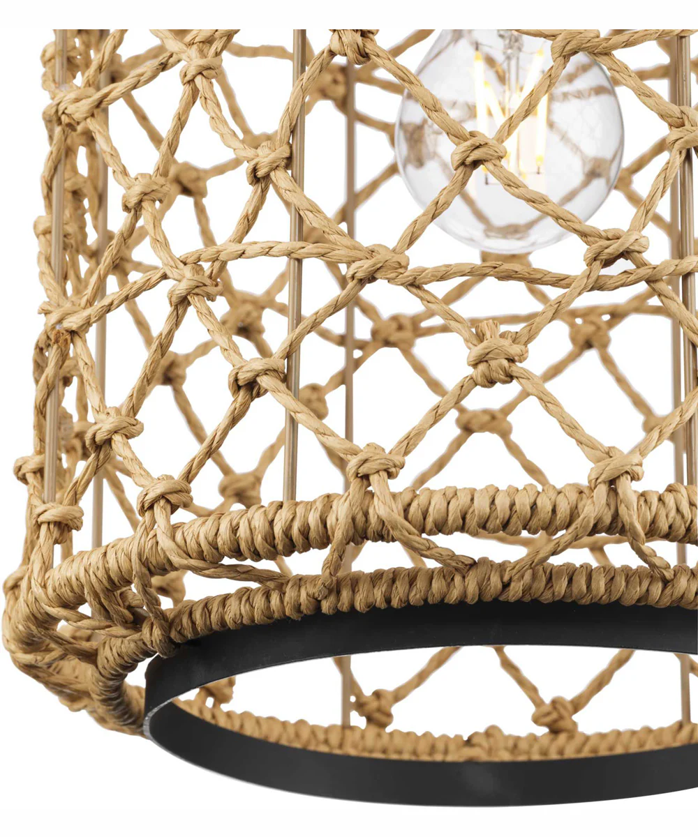 Chandra 1-Light Global Pendant with Woven Shade Matte Black - Image 4