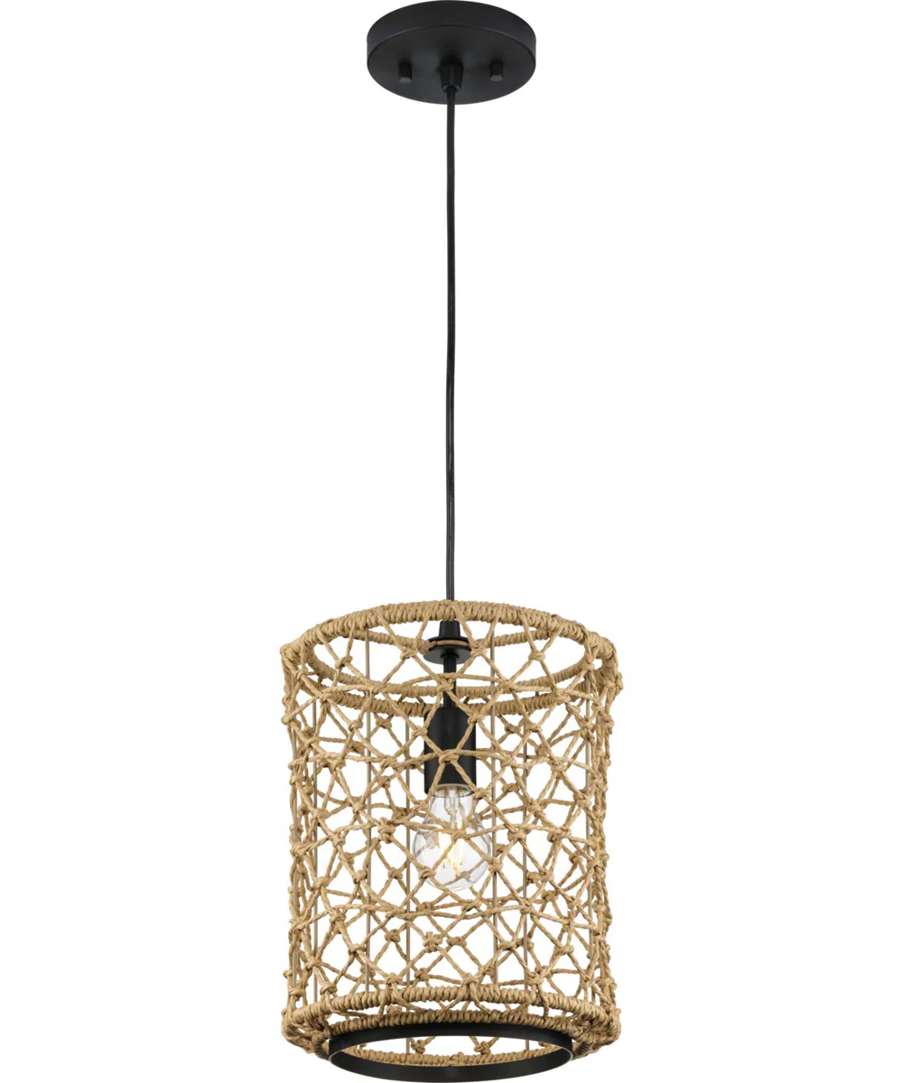Chandra 1-Light Global Pendant with Woven Shade Matte Black - Image 7