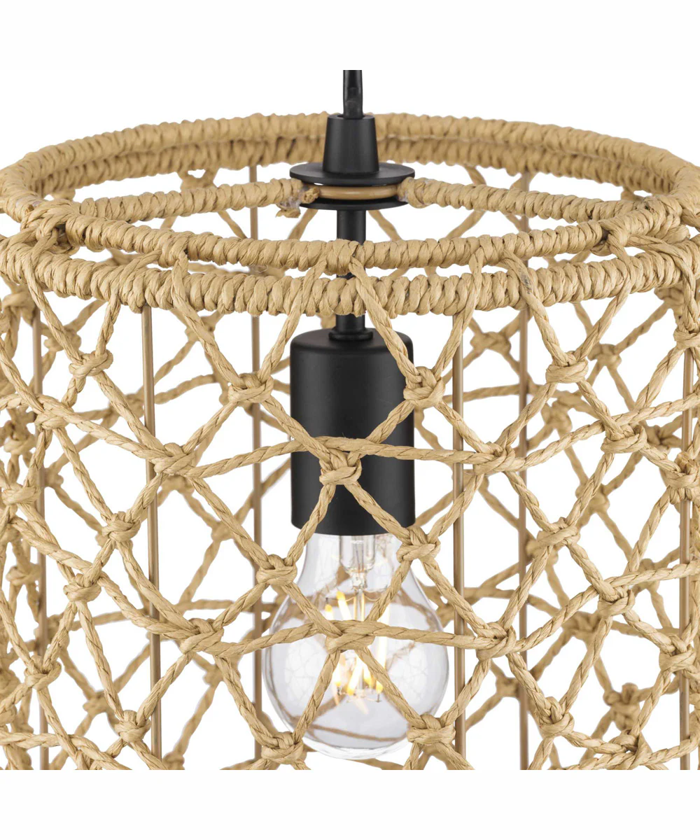 Chandra 1-Light Global Pendant with Woven Shade Matte Black - Image 9