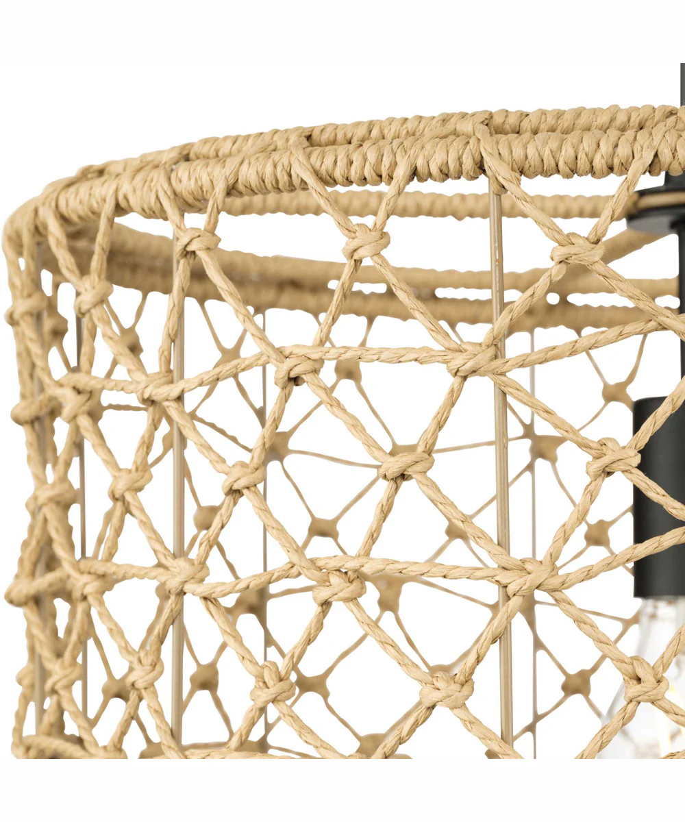 Chandra 1-Light Global Pendant with Woven Shade Matte Black - Image 6