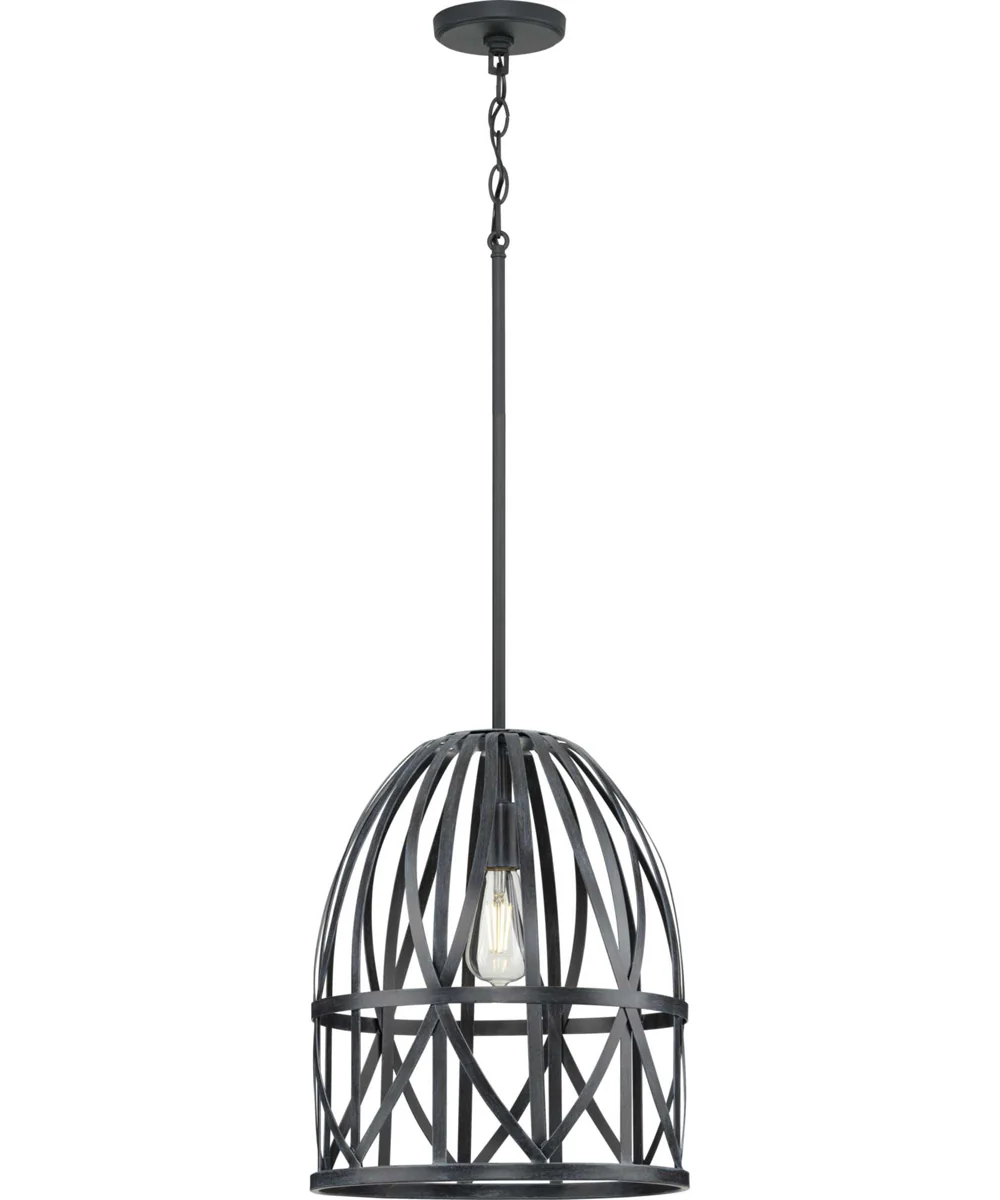 Chastain 1-Light Basket Farmhouse Pendant Light Cerused Black Oak - Image 3