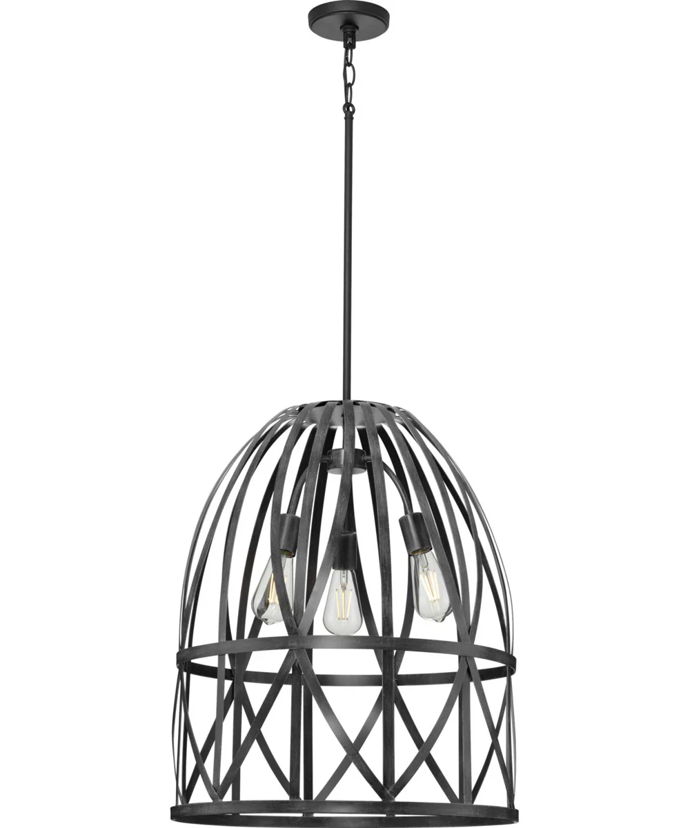 Chastain 3-Light Basket Farmhouse Pendant Light Cerused Black Oak - Image 3