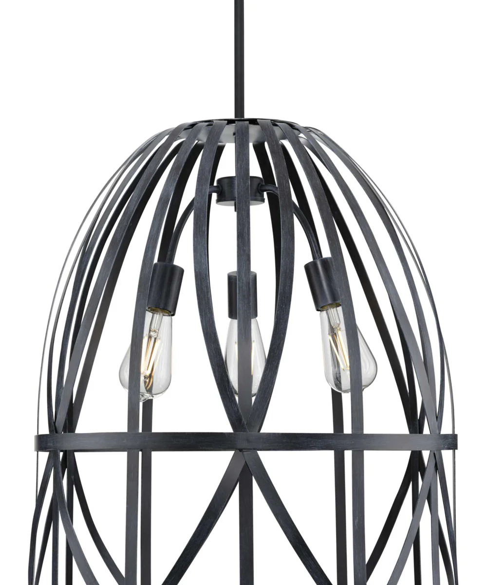 Chastain 3-Light Basket Farmhouse Pendant Light Cerused Black Oak - Image 4