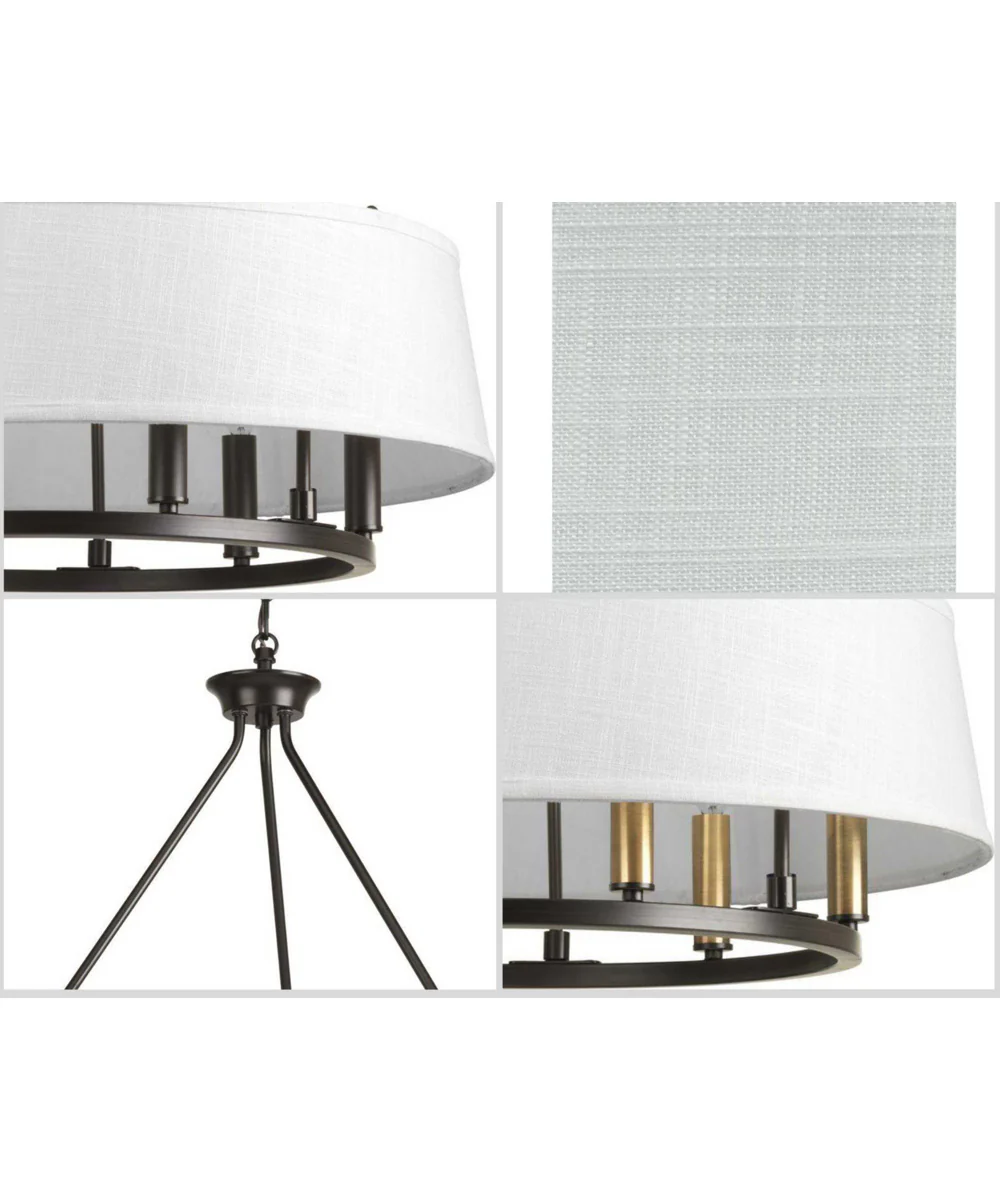 Cherish 6-Light White Linen Shade Coastal Chandelier Light Antique Bronze - Image 4