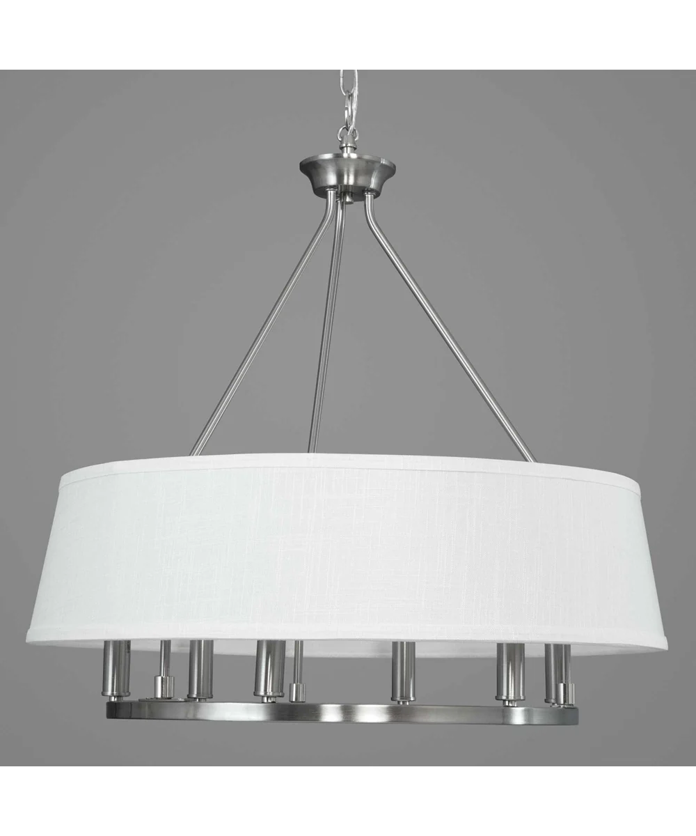 Cherish 6-Light White Linen Shade Coastal Chandelier Light Brushed Nickel - Image 11