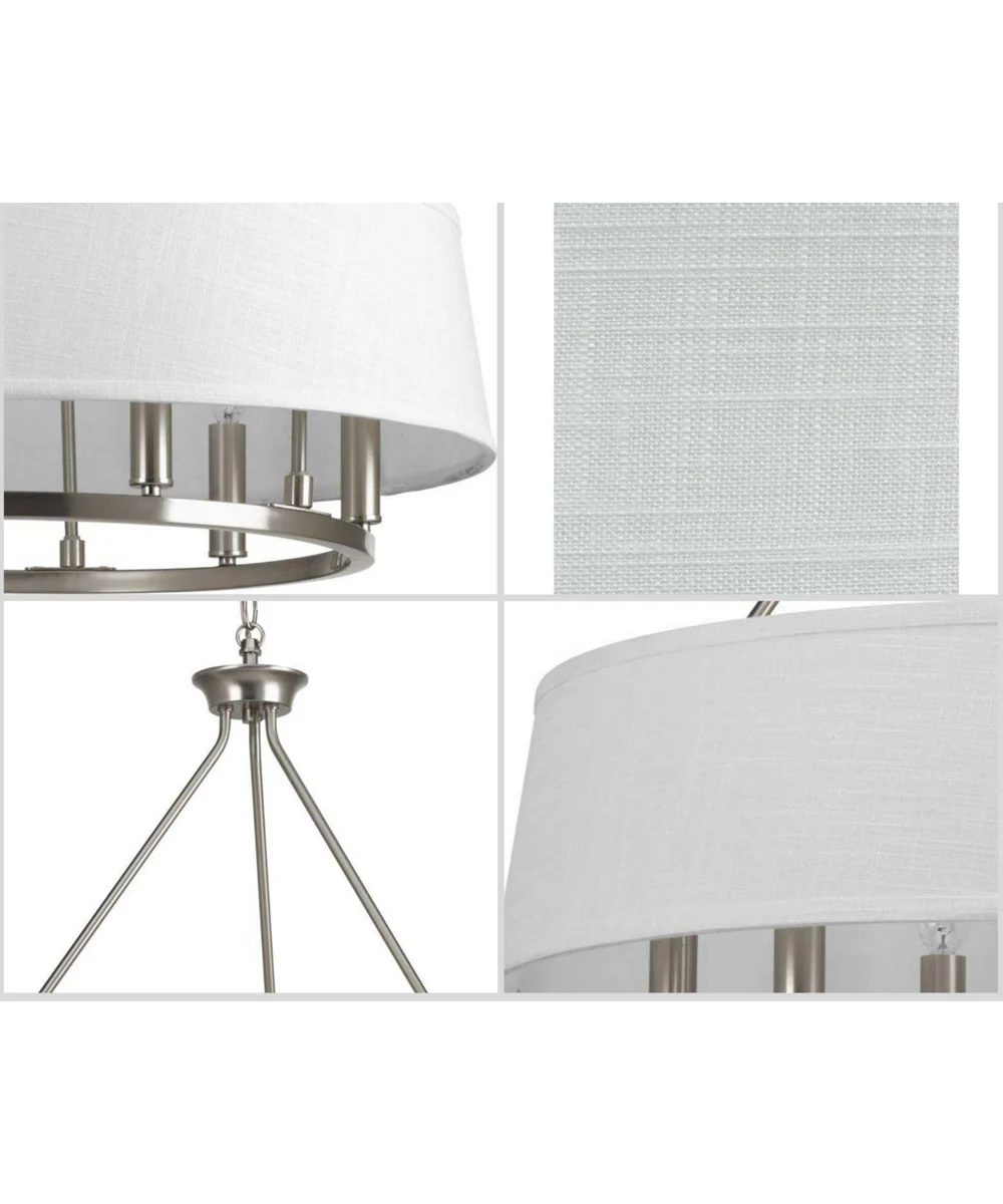 Cherish 6-Light White Linen Shade Coastal Chandelier Light Brushed Nickel - Image 7