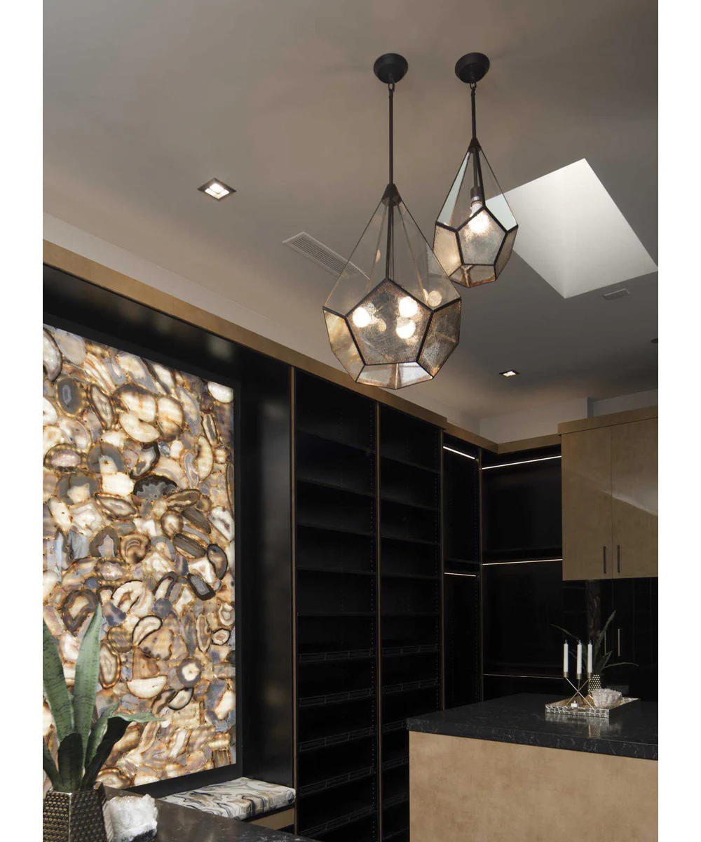 Cinq 3-Light Antique Mirror Glass Global Pendant Light Antique Bronze - Image 5