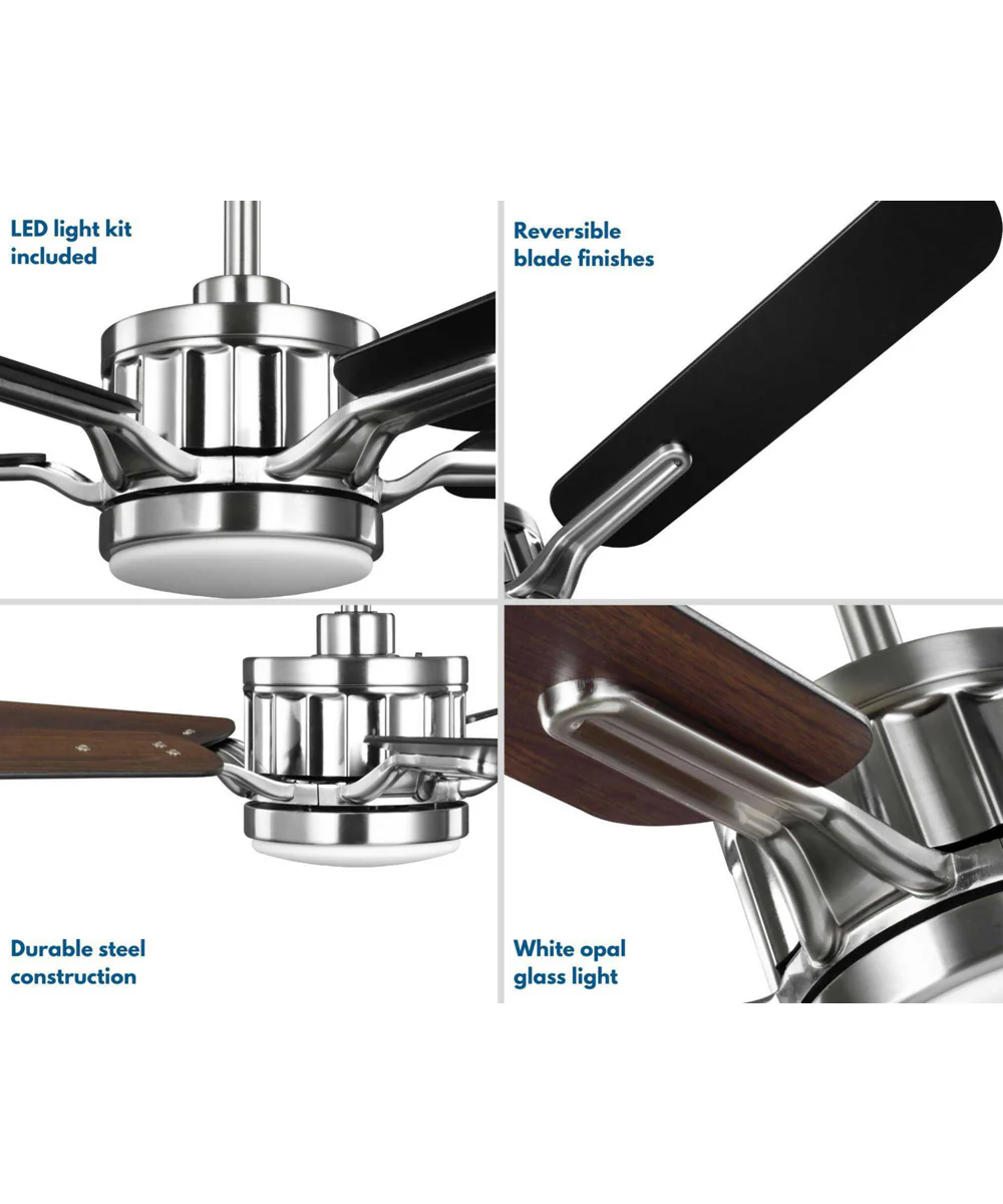 Claret 5-Blade Reversible Matte Black/American Walnut 54-Inch Ceiling Fan Brushed Nickel - Image 3
