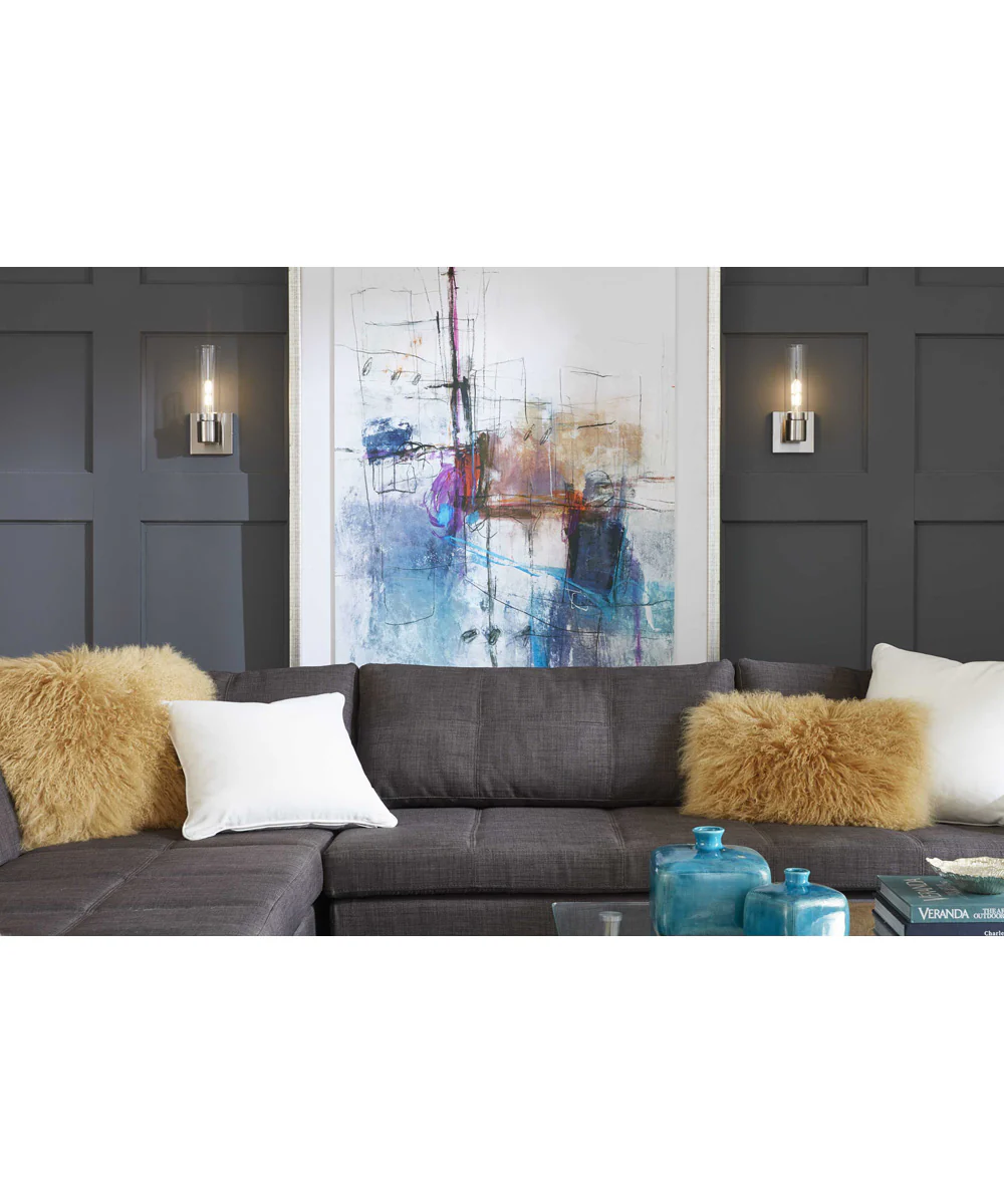 Clarion 1-Light Clear Glass Modern Style Bath Vanity Wall Light Brushed Nickel - Image 3