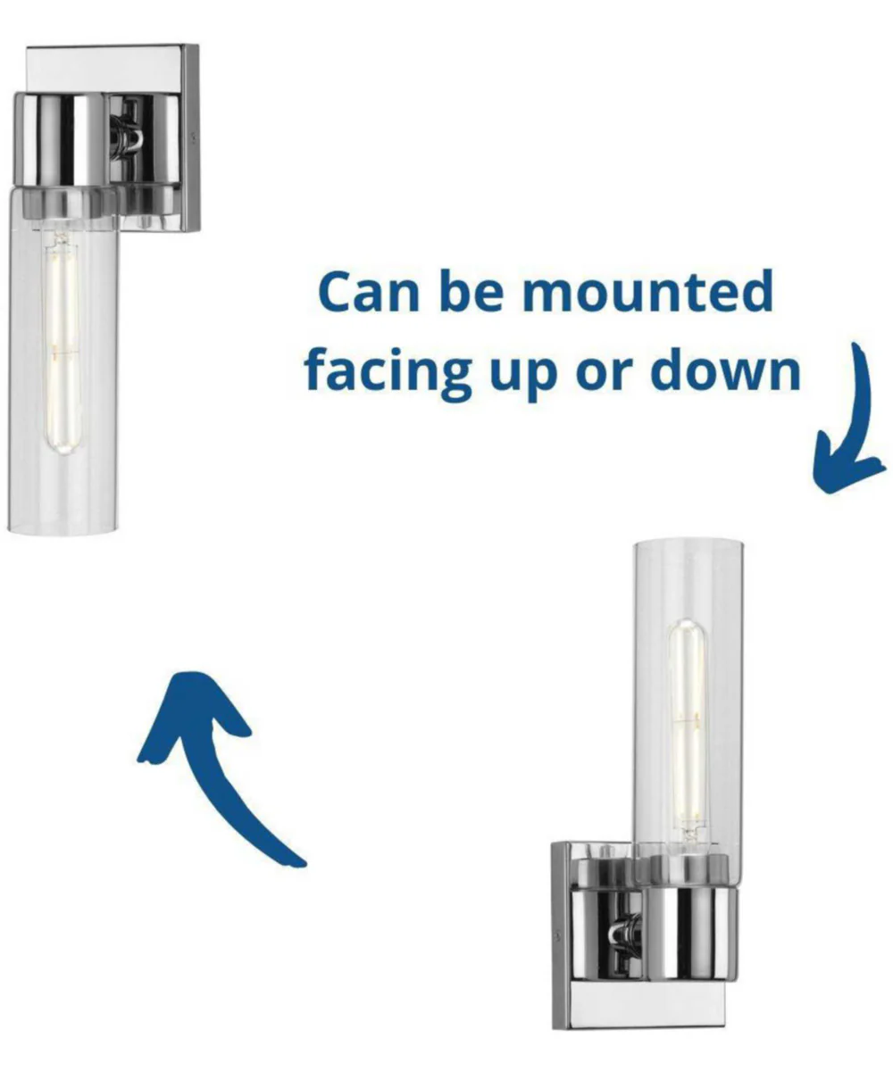 Clarion 1-Light Clear Glass Modern Style Bath Vanity Wall Light Polished Chrome - Image 5