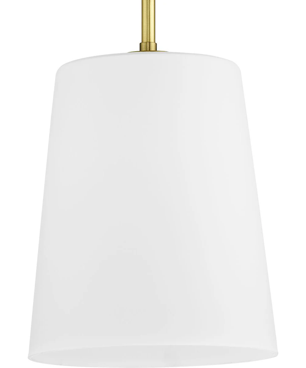 Clarion 1-Light Etched White Pendant P500429 Satin Brass