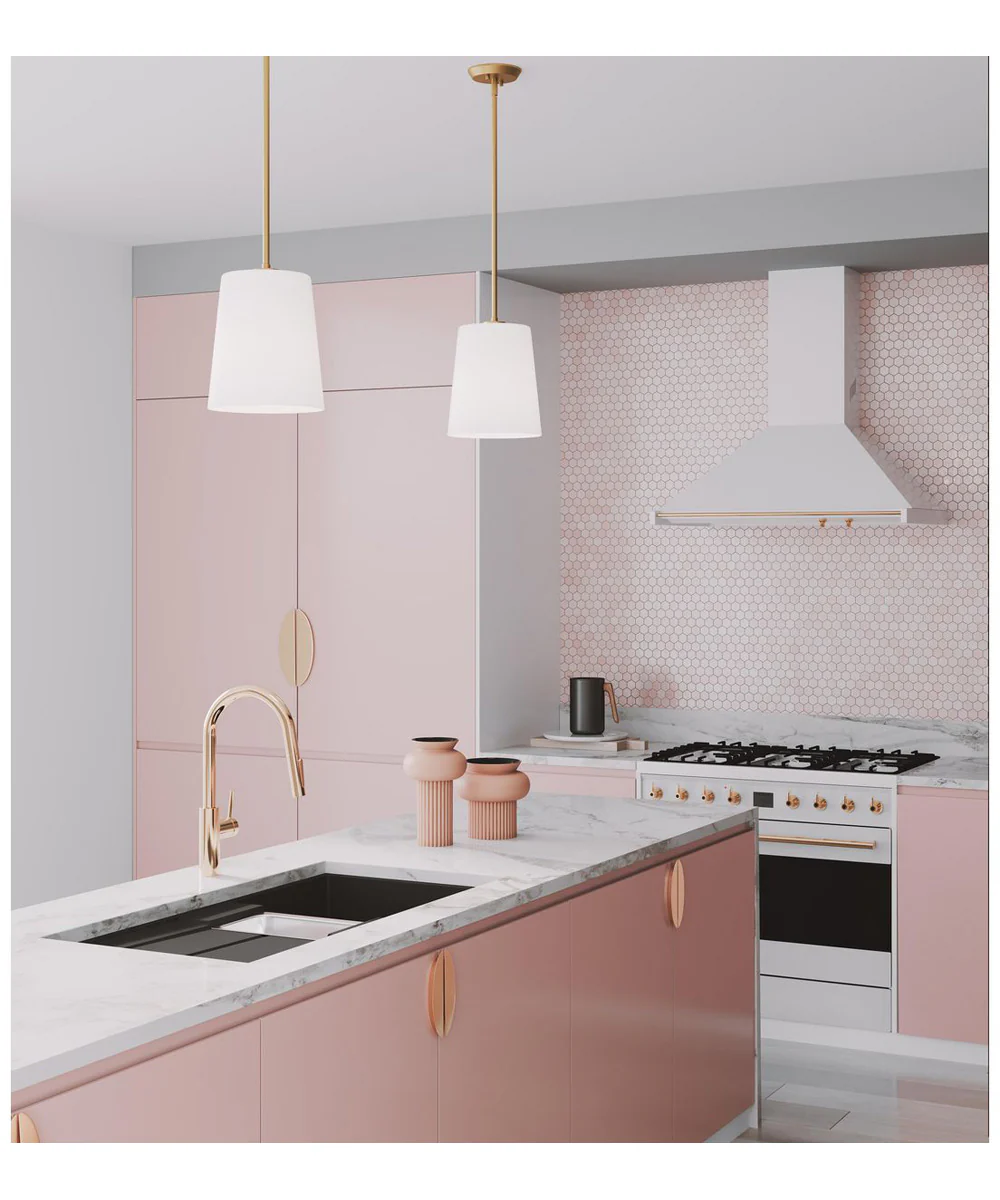 Clarion 1-Light Etched White Pendant P500429 Satin Brass - Image 3