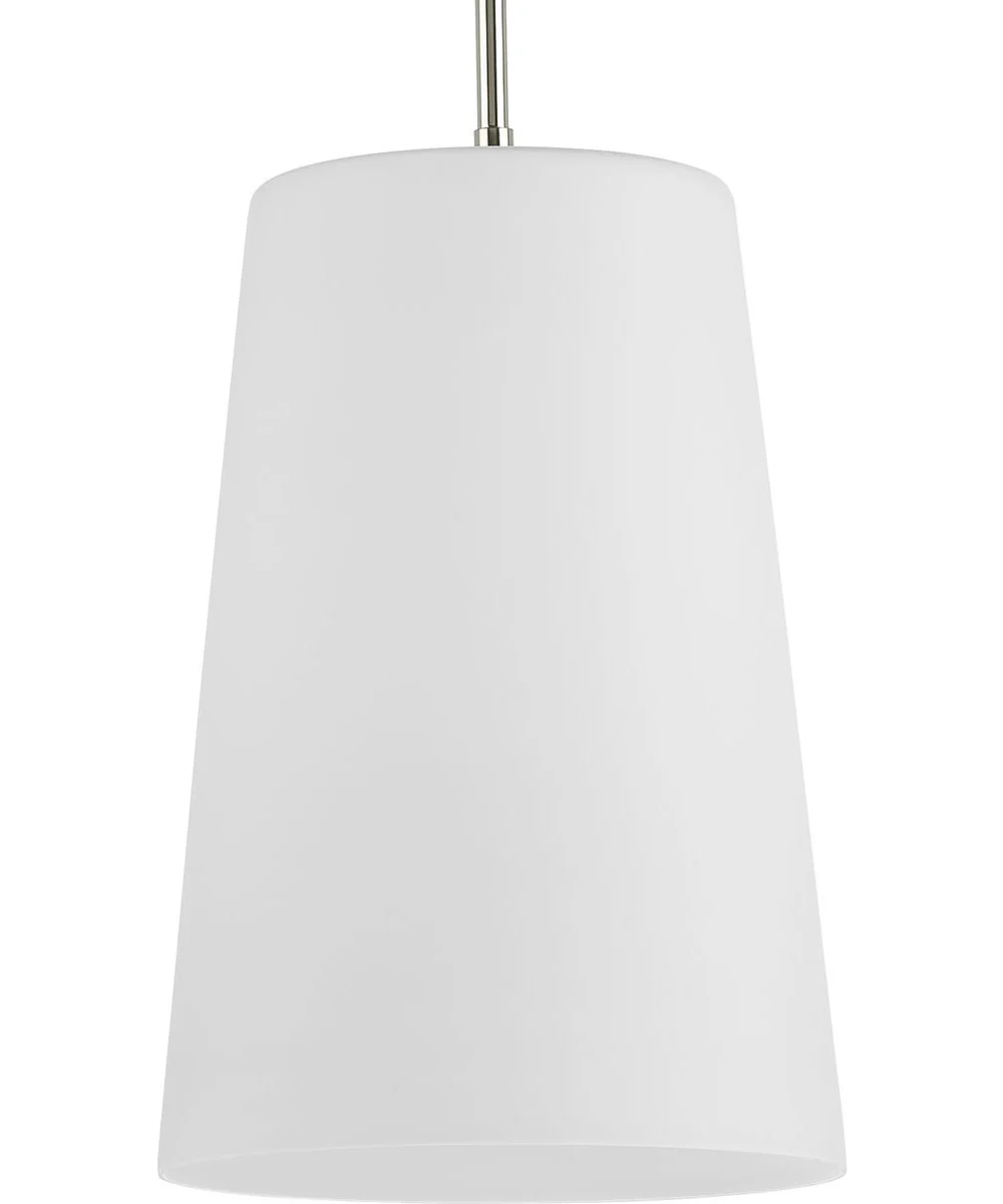 Clarion 1-Light Etched White Pendant P500430 Polished Nickel