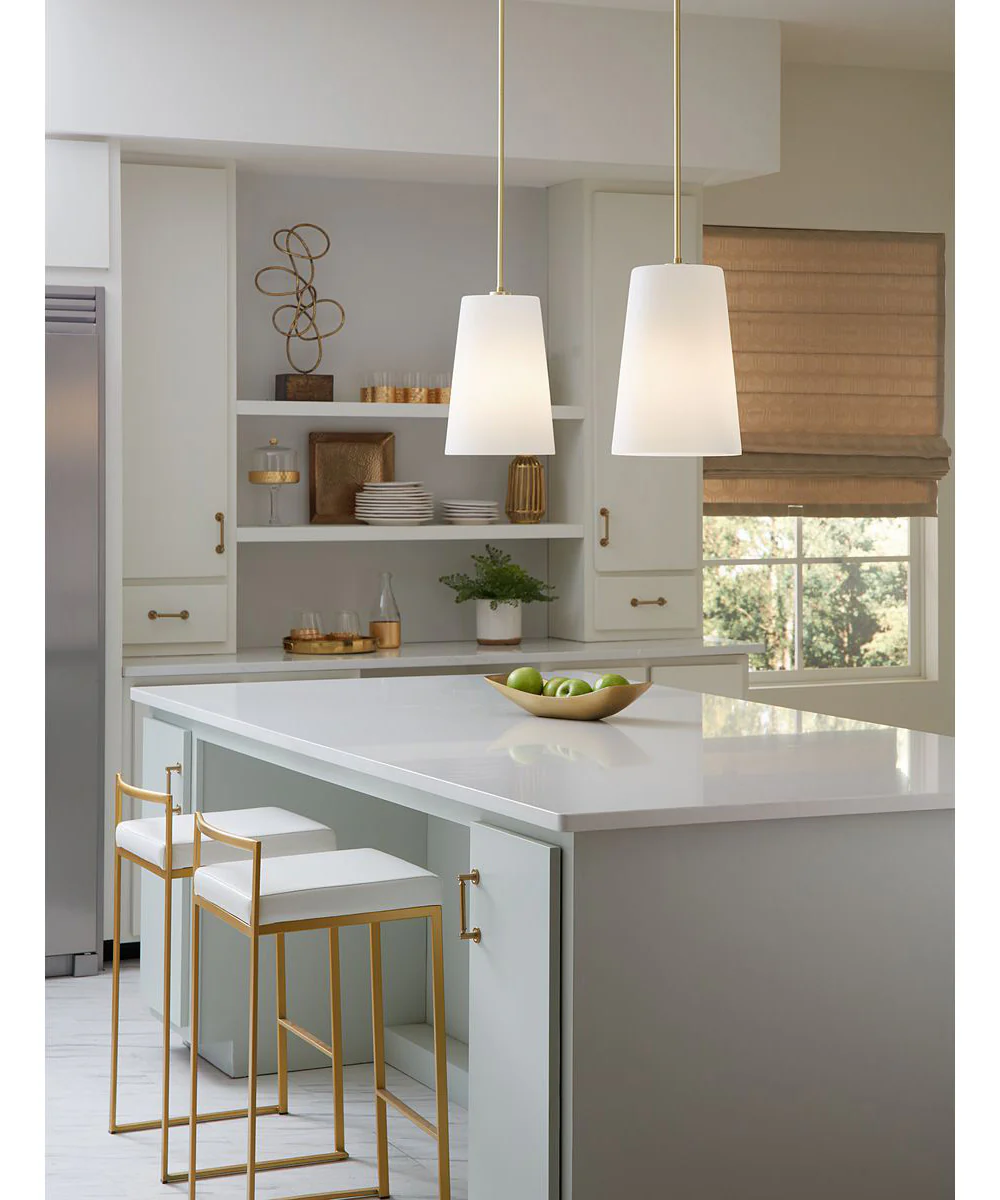 Clarion 1-Light Etched White Pendant P500430 Satin Brass - Image 2