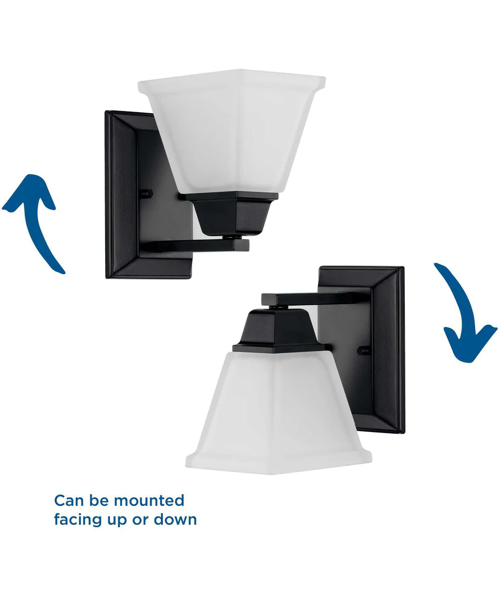 Clifton Heights 1-Light Modern Farmhouse Etched Glass Bath Vanity Light Matte Black - Image 3