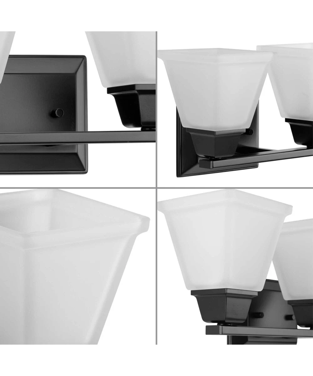 Clifton Heights 2-Light Modern Farmhouse Etched Glass Bath Vanity Light Matte Black - Image 2