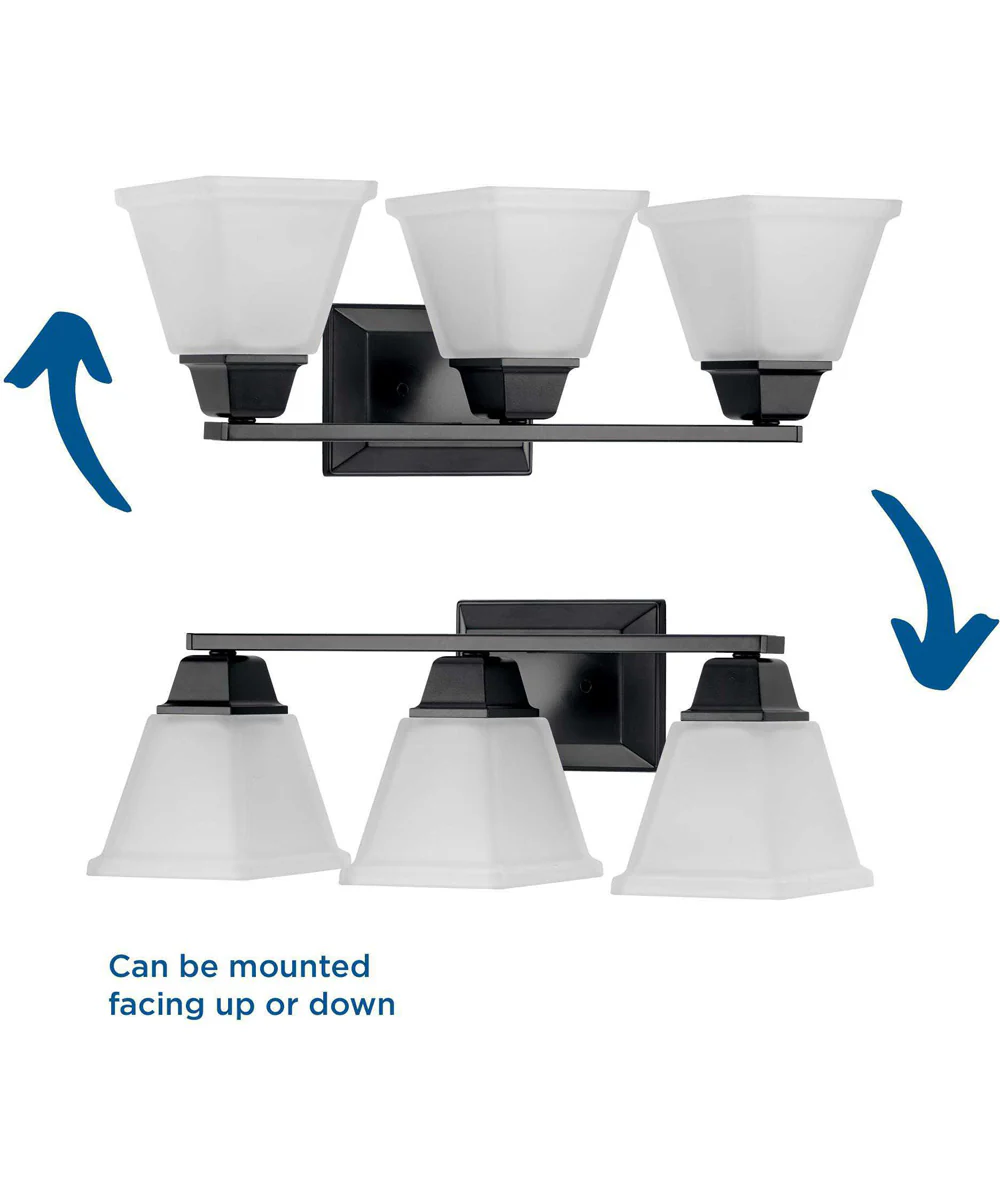 Clifton Heights 3-Light Modern Farmhouse Etched Glass Bath Vanity Light Matte Black - Image 2