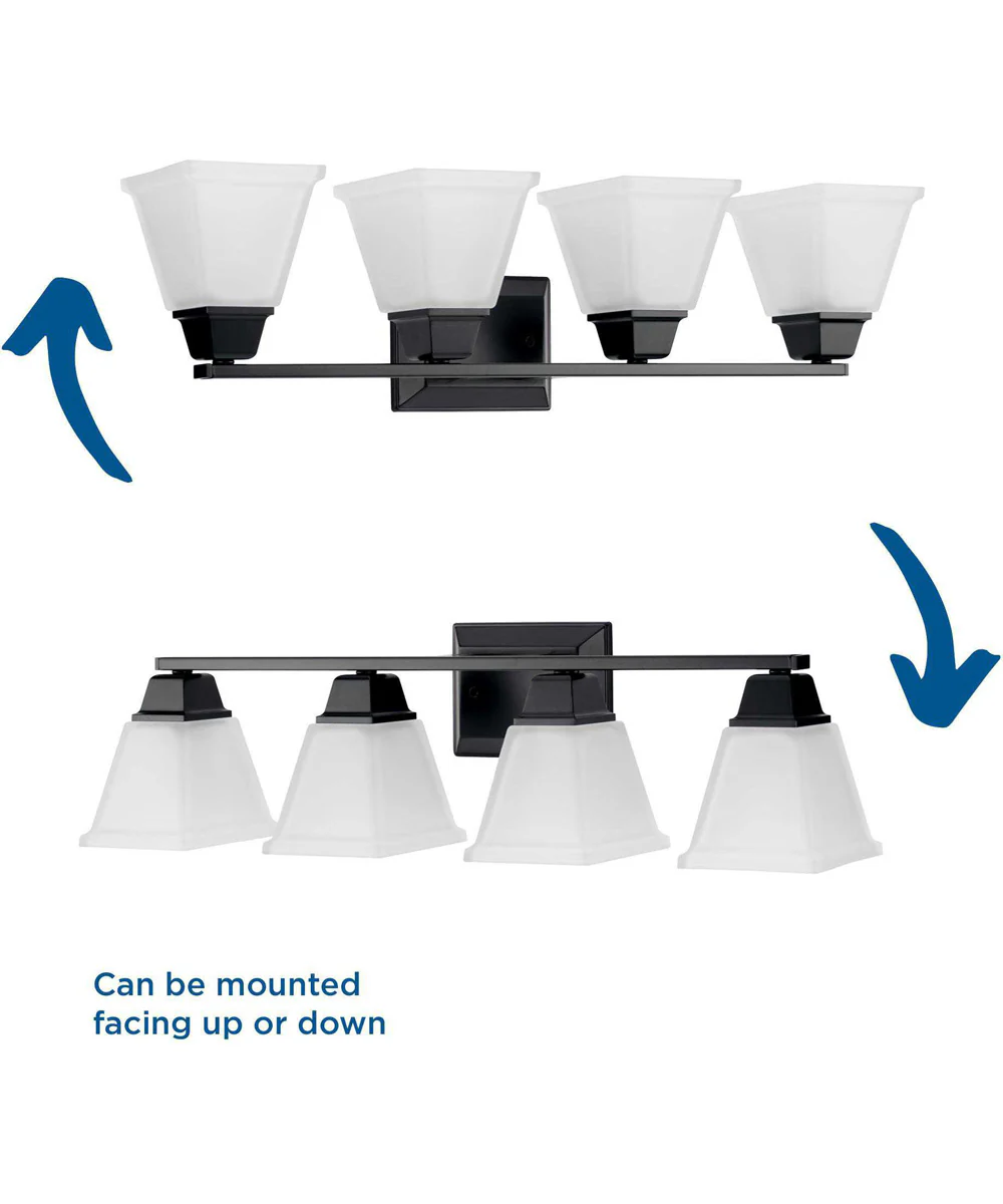 Clifton Heights 4-Light Modern Farmhouse Etched Glass Bath Vanity Light Matte Black - Image 2