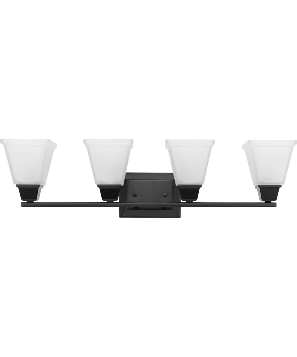 Clifton Heights 4-Light Modern Farmhouse Etched Glass Bath Vanity Light Matte Black - Image 3