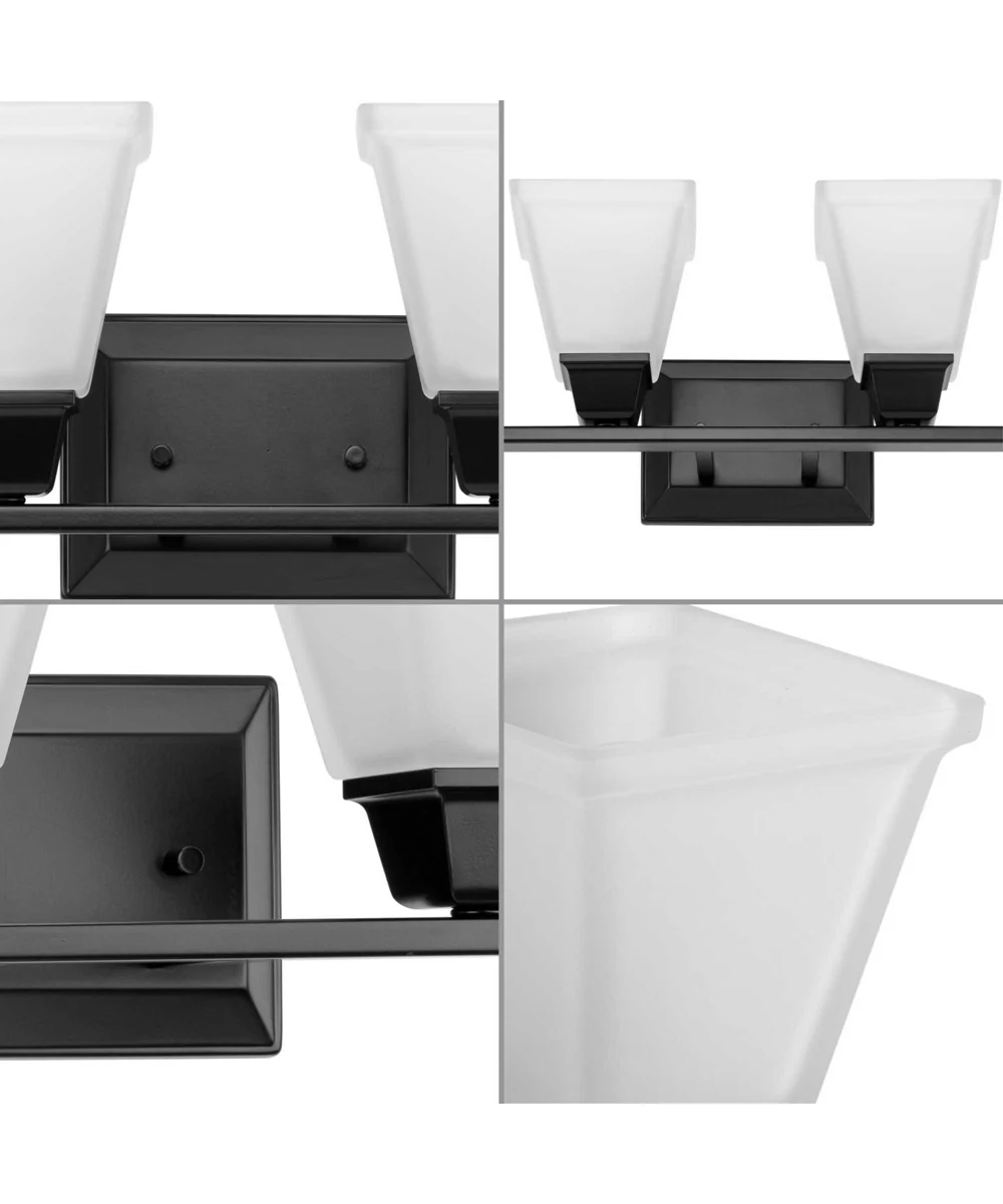Clifton Heights 4-Light Modern Farmhouse Etched Glass Bath Vanity Light Matte Black - Image 4