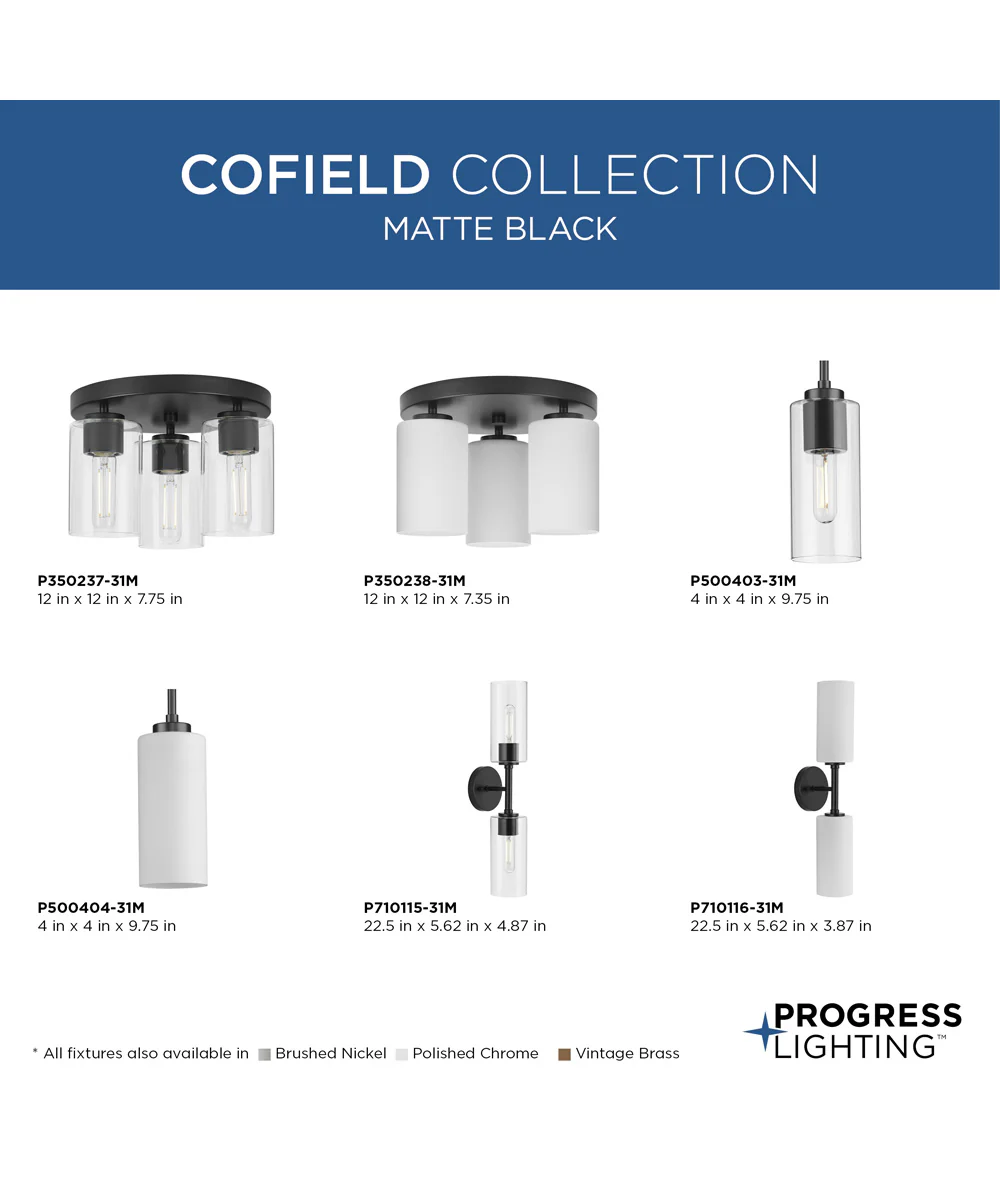 Cofield 12 in. 3-Light Flush Mount P350237 Matte Black - Image 8